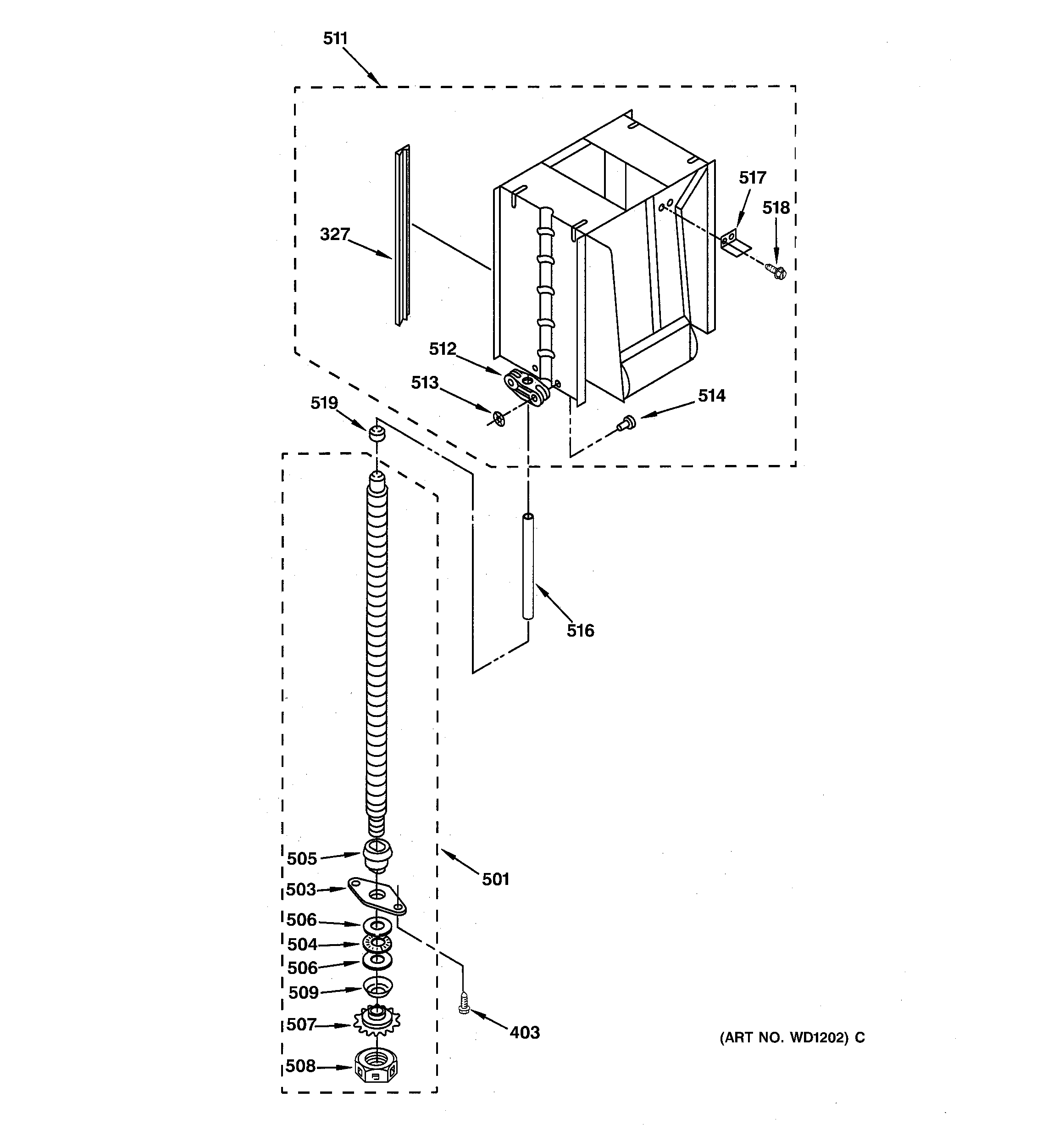 GE GCG1540F0SS powerscrew & ram parts diagram