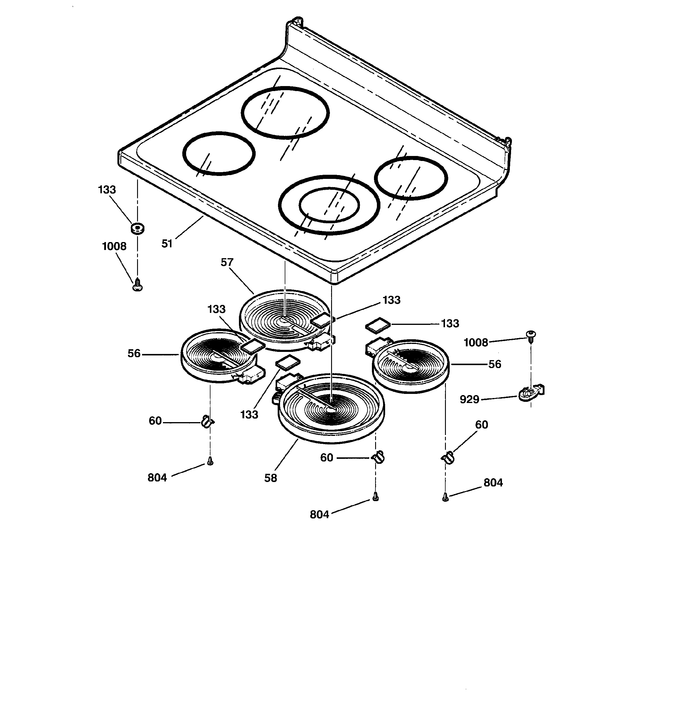 GE JB940AB4AA cooktop diagram