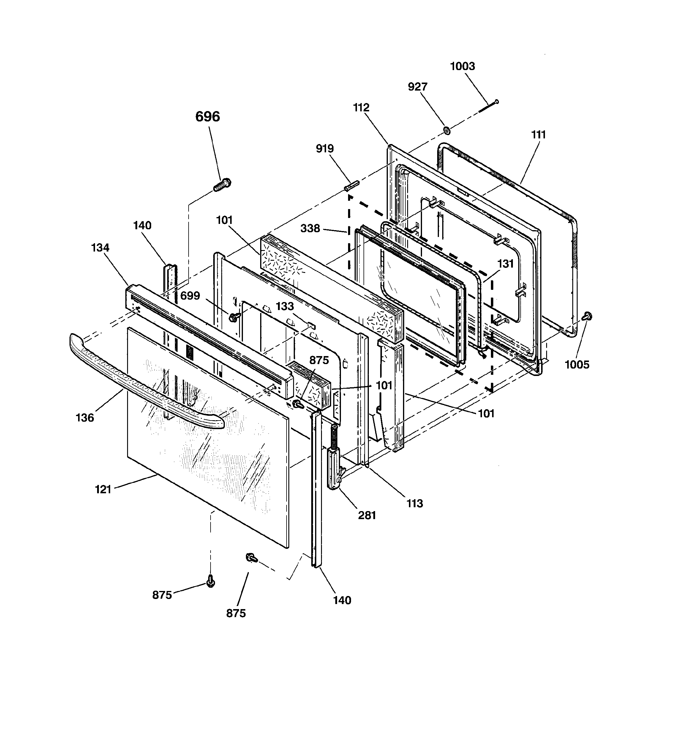 GE JB940AB4AA door diagram