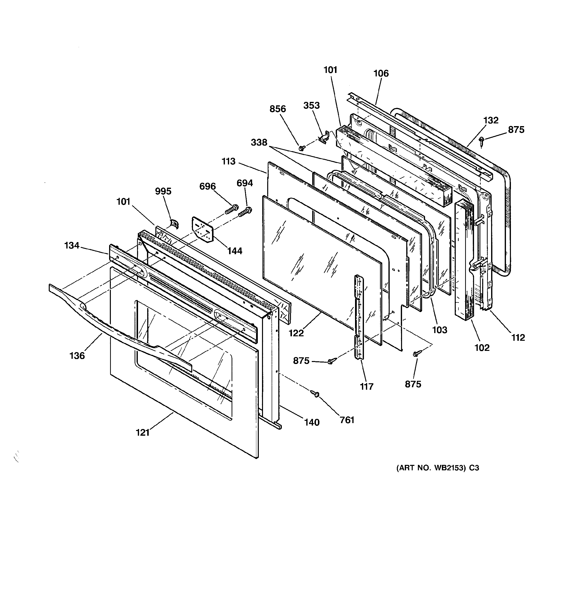 GE JK910CA3CC door diagram