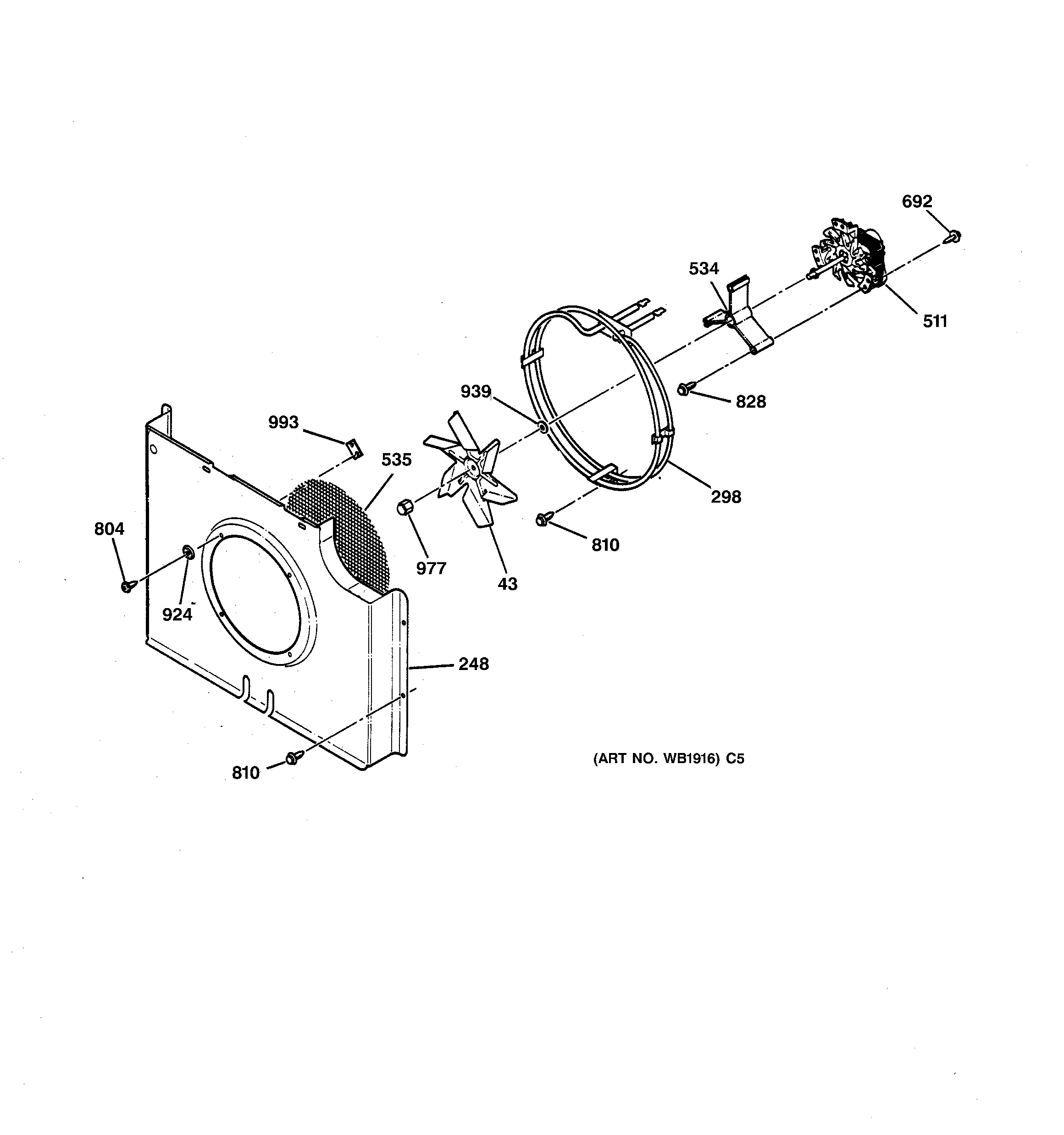 GE JK910CA3CC fan assembly diagram