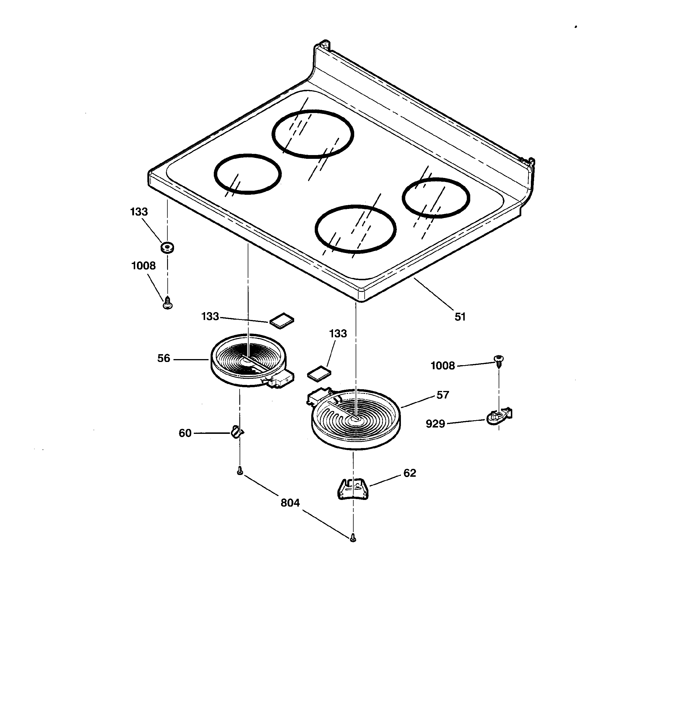 GE JBP66BB4WH cooktop diagram