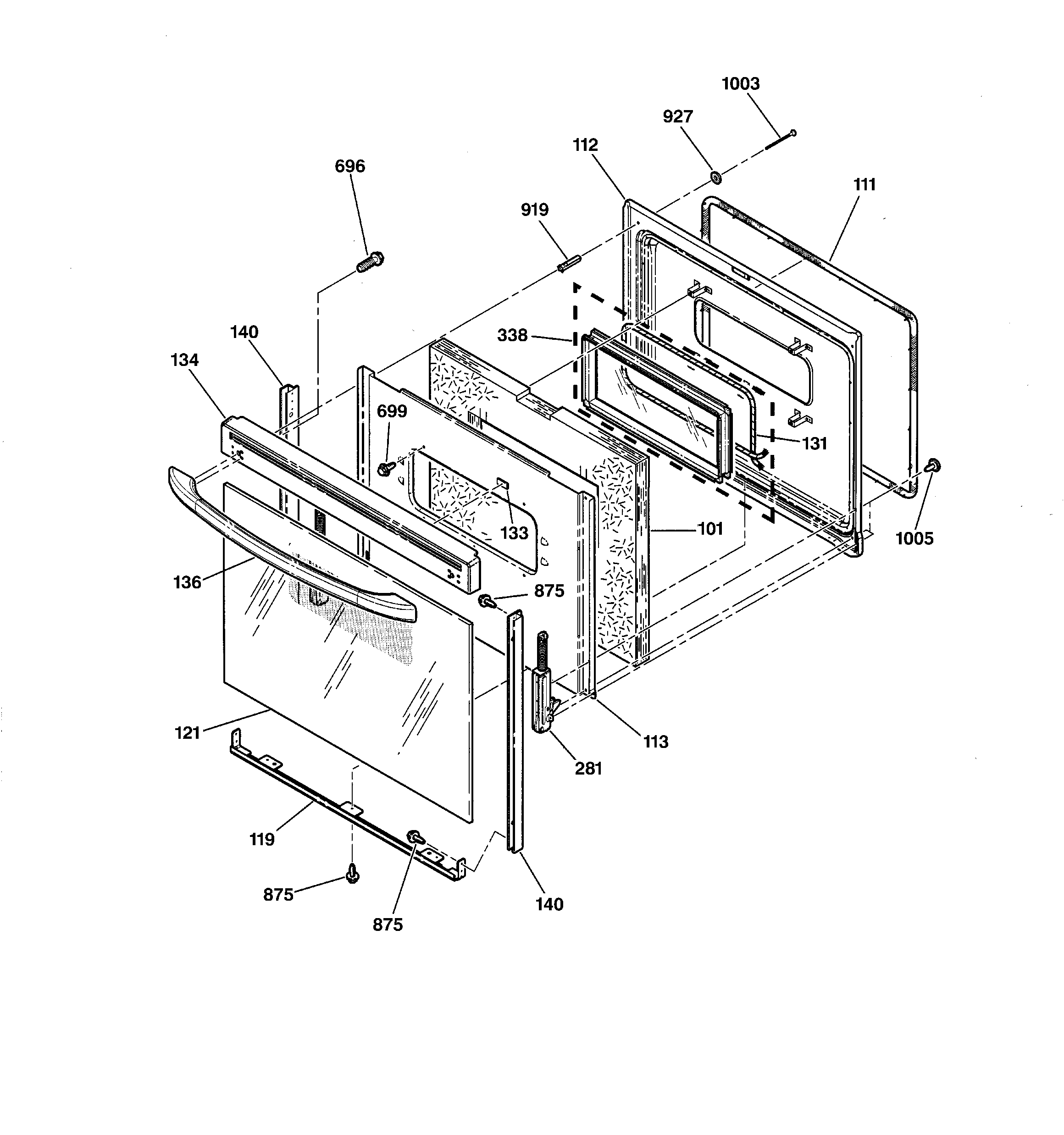 GE JBP66BB4WH oven door diagram