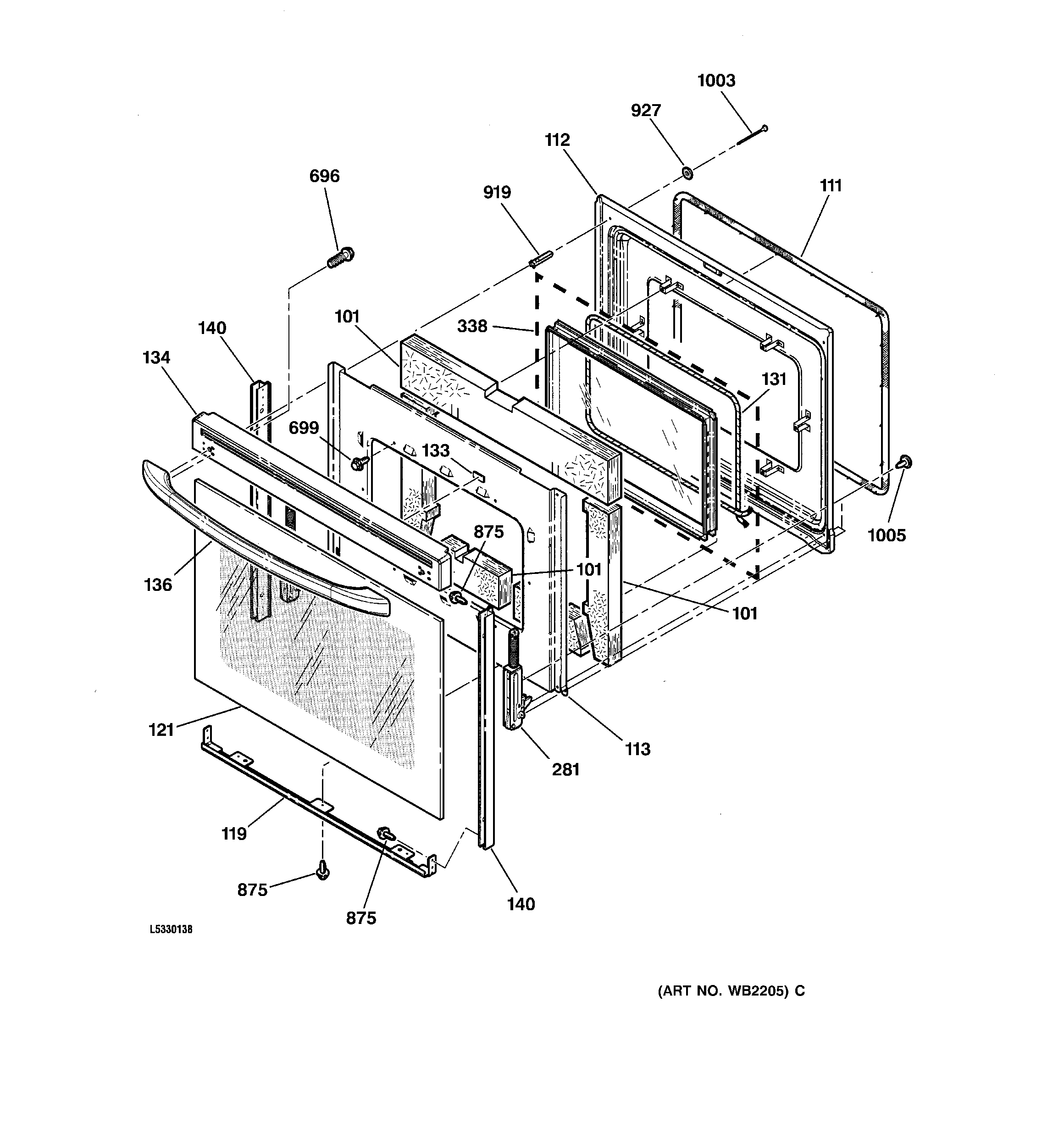 GE EER2000C04BB door diagram