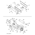 GE DCXR463EA1WW backsplash, blower & drive assembly diagram