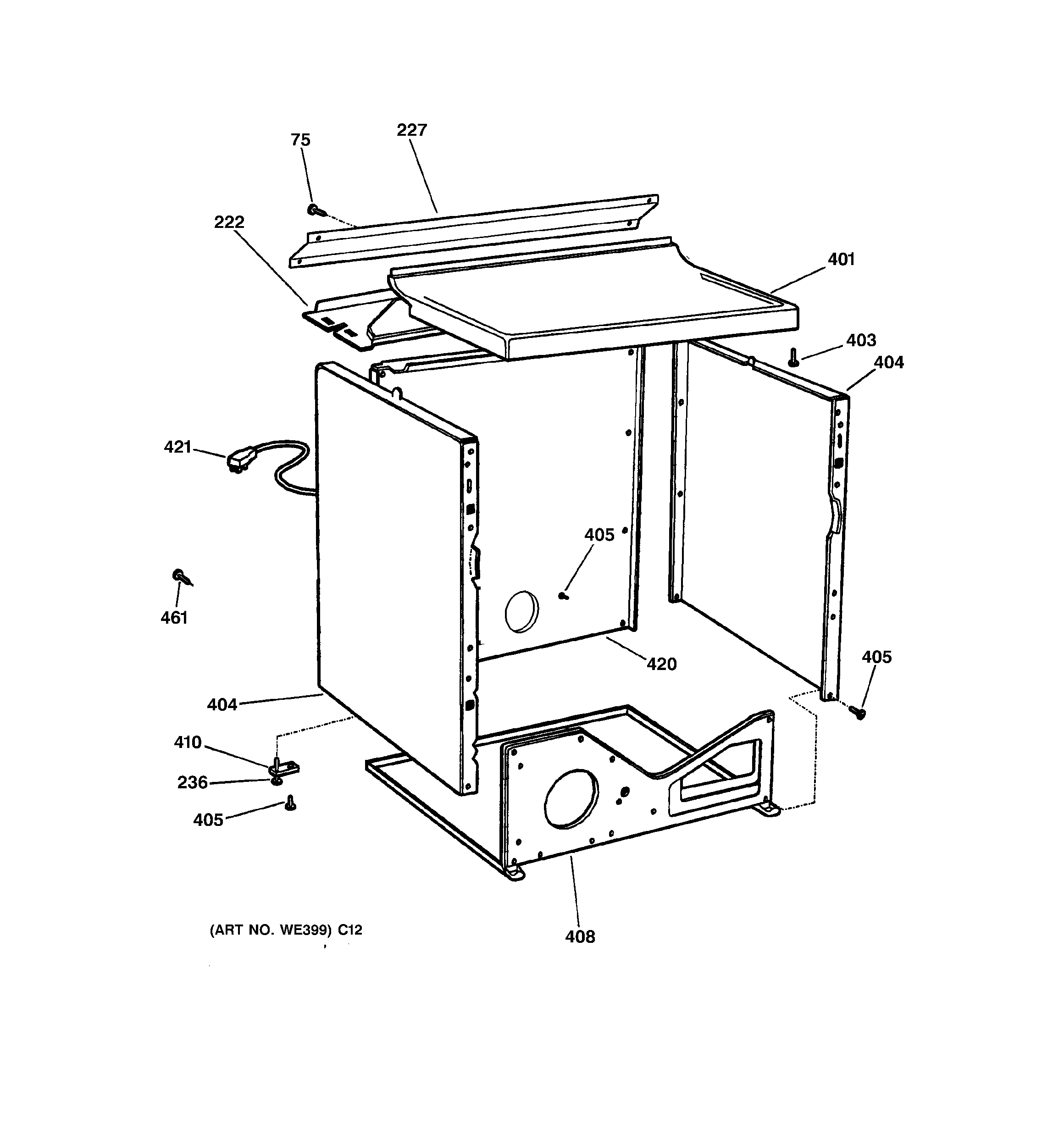 GE DPSR473GW2WW cabinet diagram