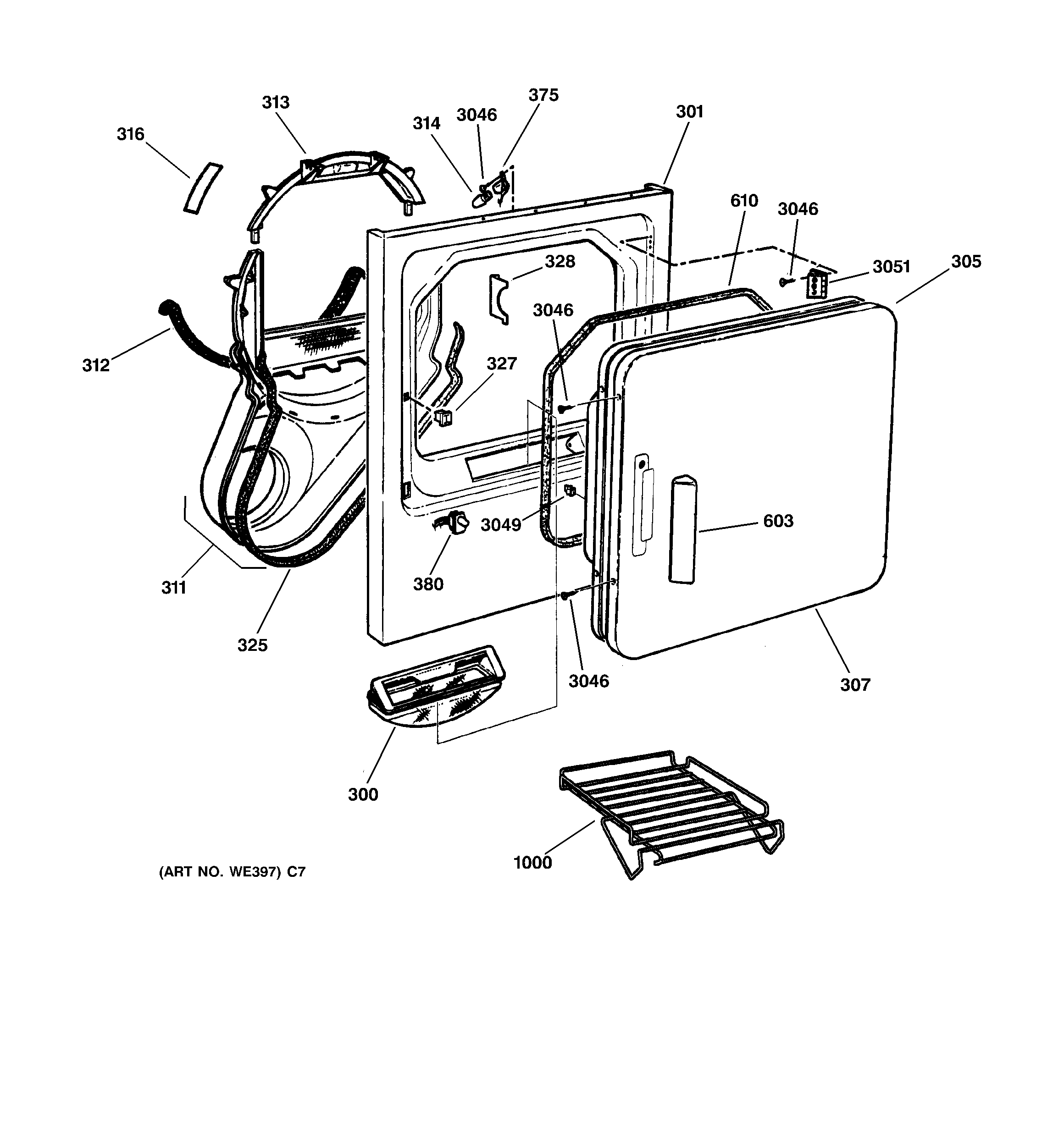 GE DCSR483EA1AA front panel & door diagram