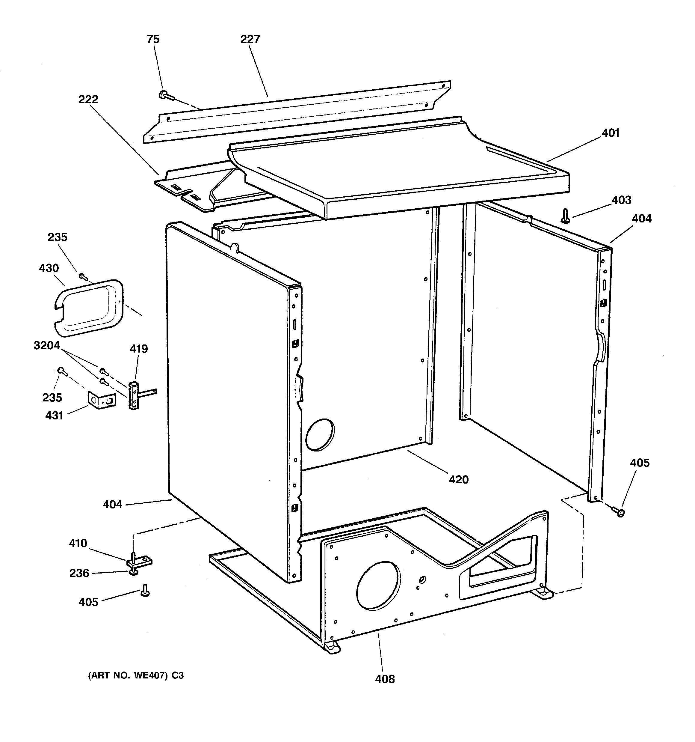 GE DNXR473EW2WW cabinet diagram
