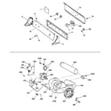 GE DSXR453EV2WW backsplash, blower & drive assembly diagram
