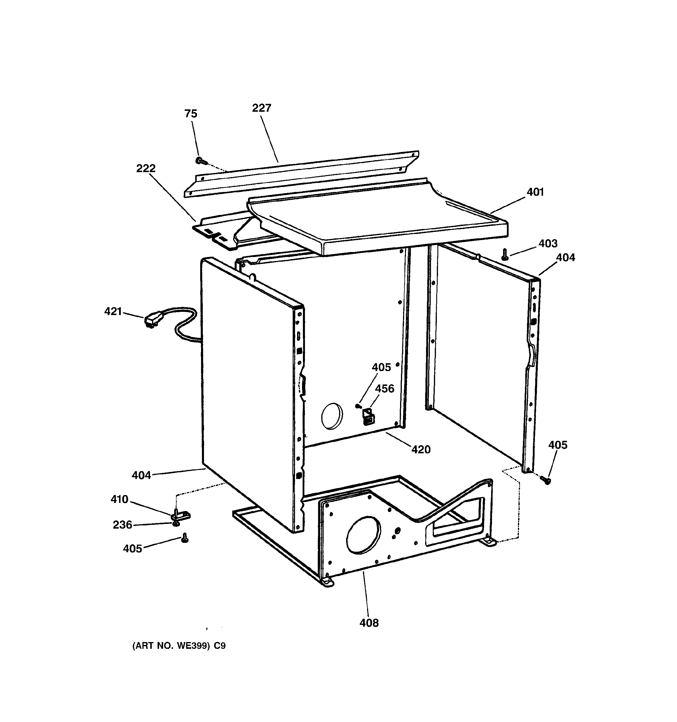 GE DPSR473GW1WW cabinet diagram