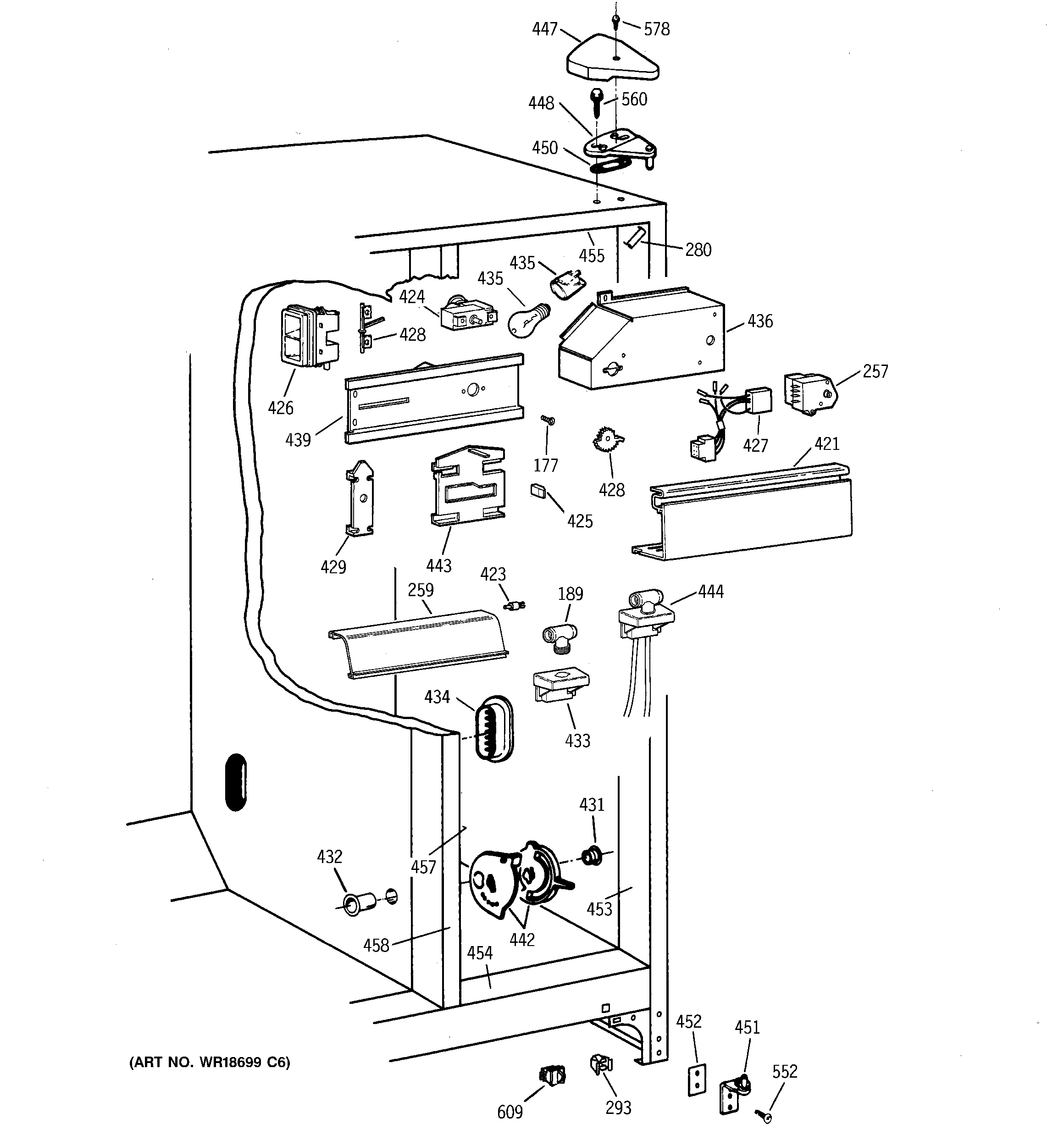 GE TFX25PADABB fresh food section diagram