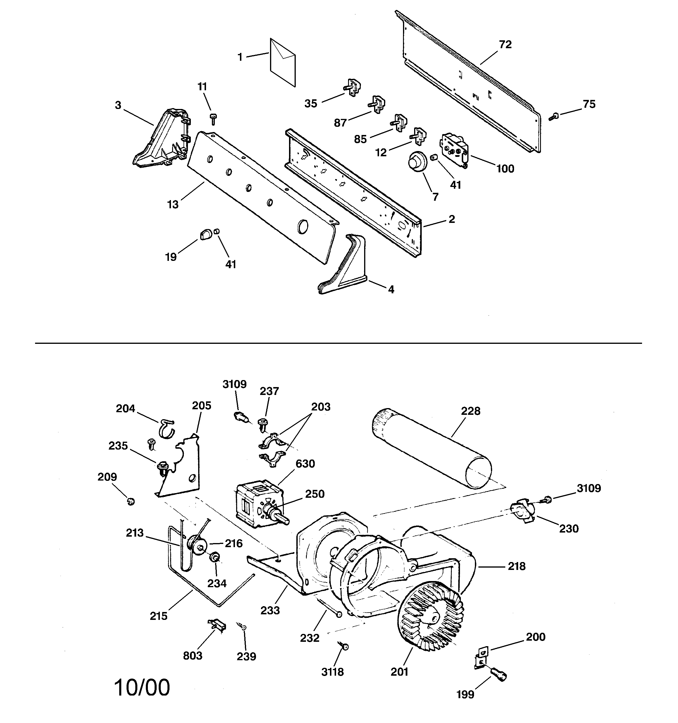 GE DWXR483GA0WW backsplash, blower & motor diagram