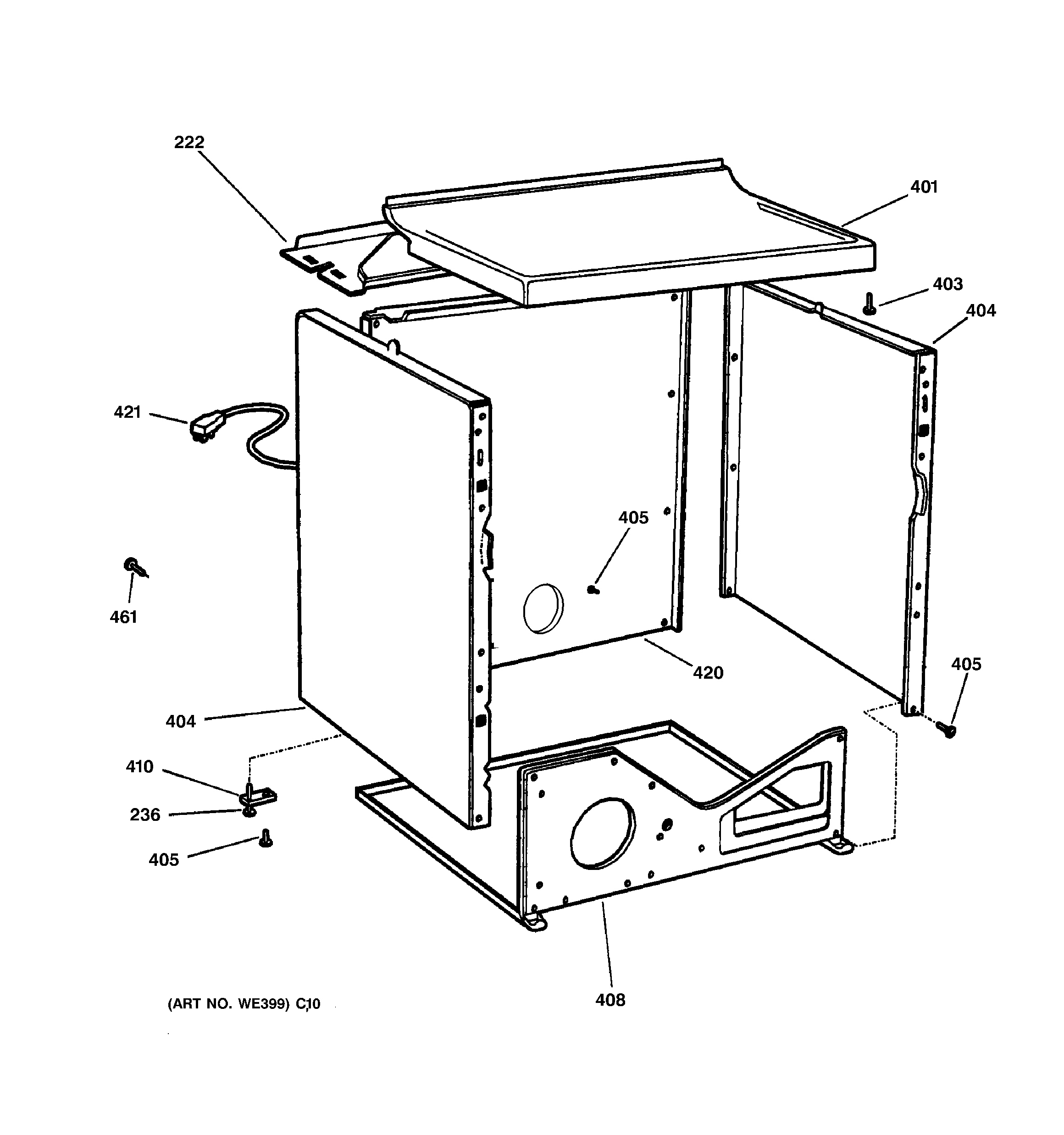 GE DWXR483GA0WW cabinet diagram