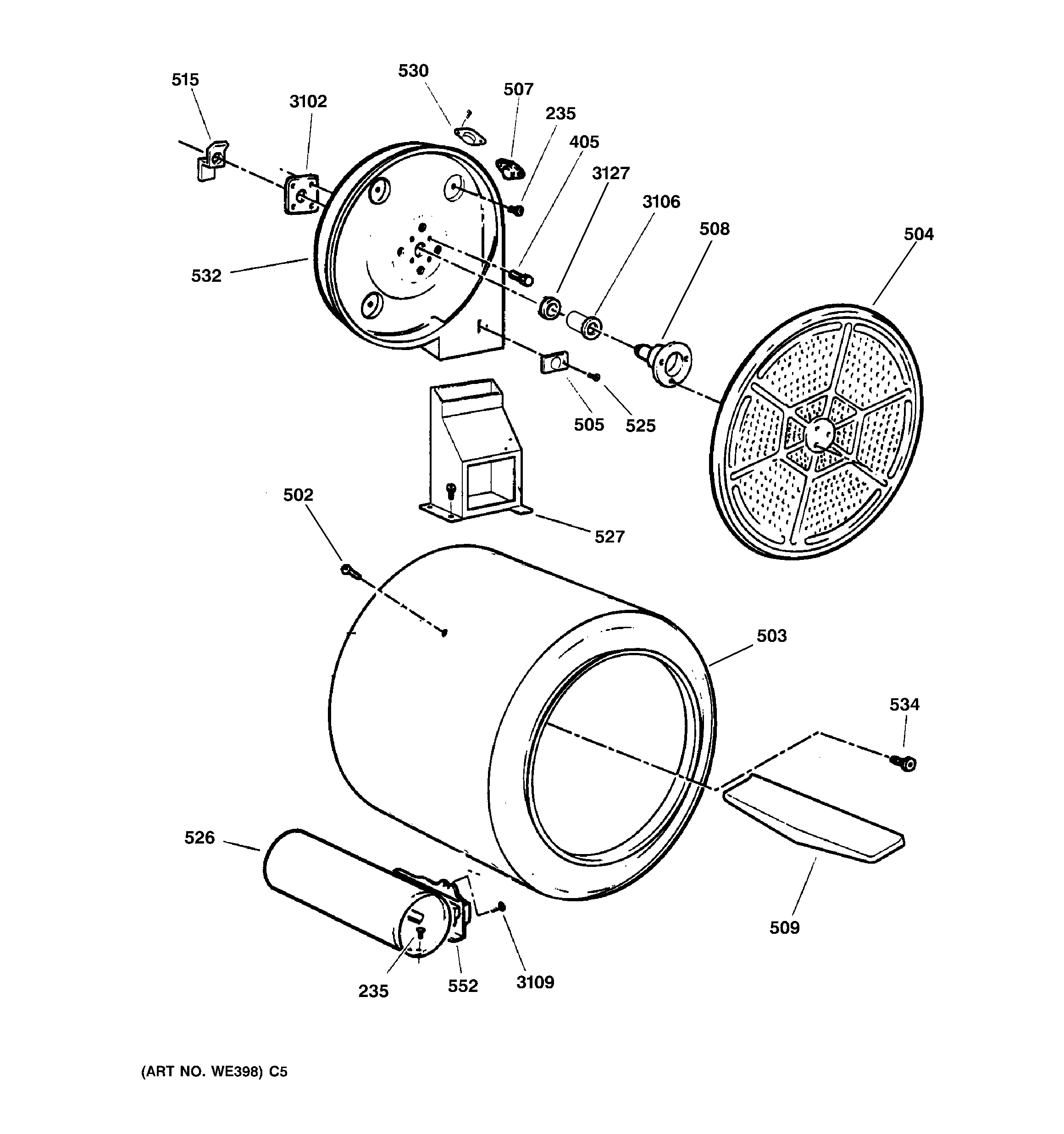 GE DWXR483GA0WW drum diagram