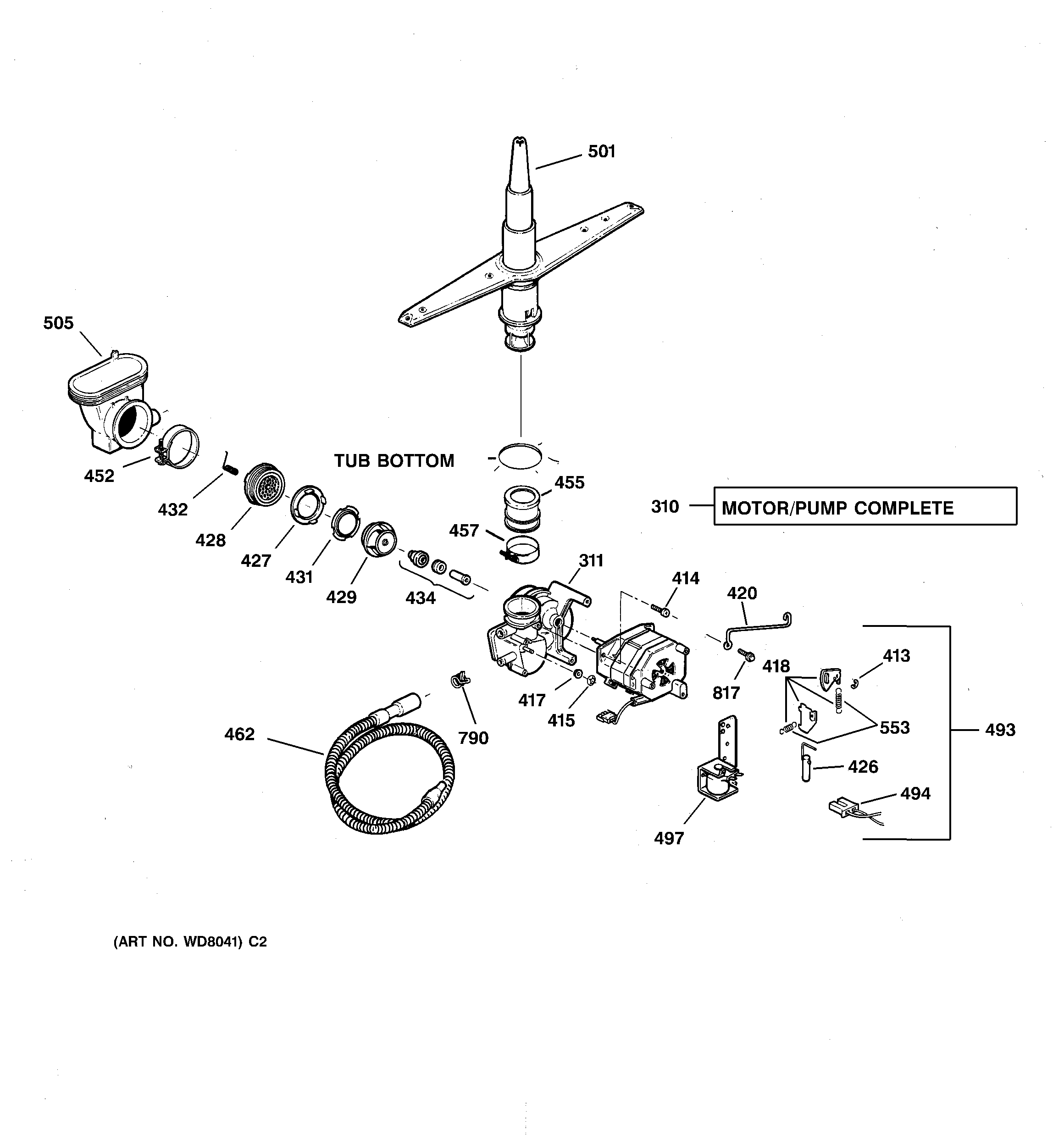 GE GSD2335F00WW motor-pump mechanism diagram