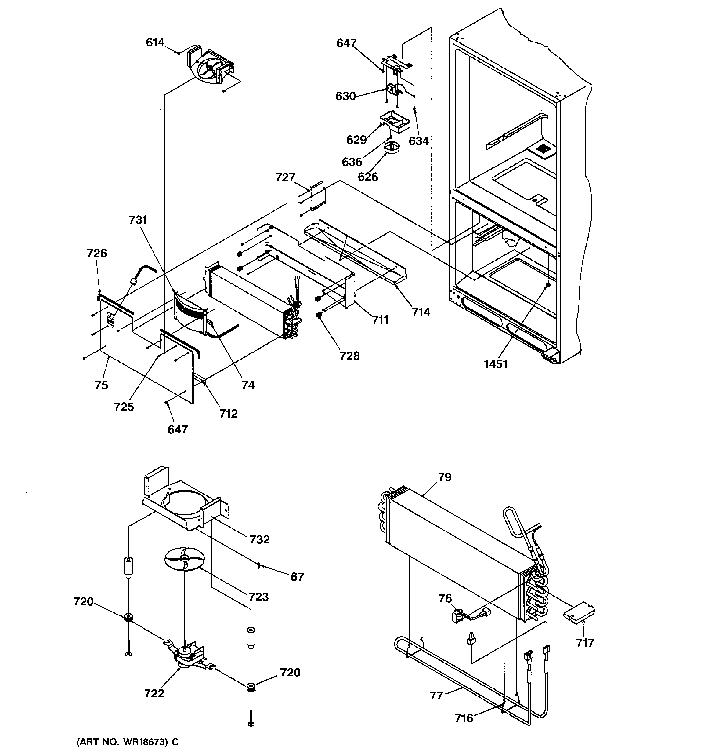 GE TCX22PACCWW evaporator & freezer control assemb diagram