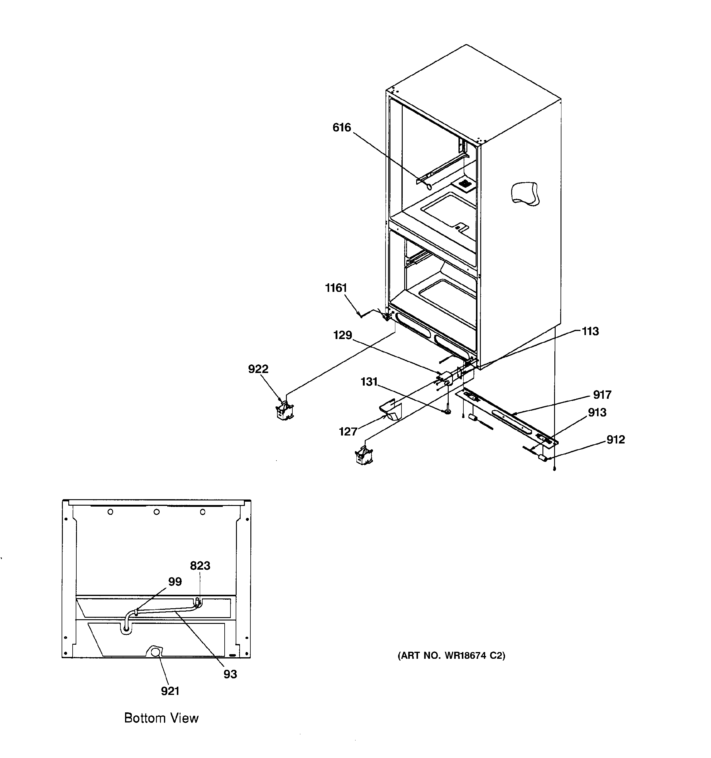 GE TCX22PACCWW insulation & roller assembly diagram