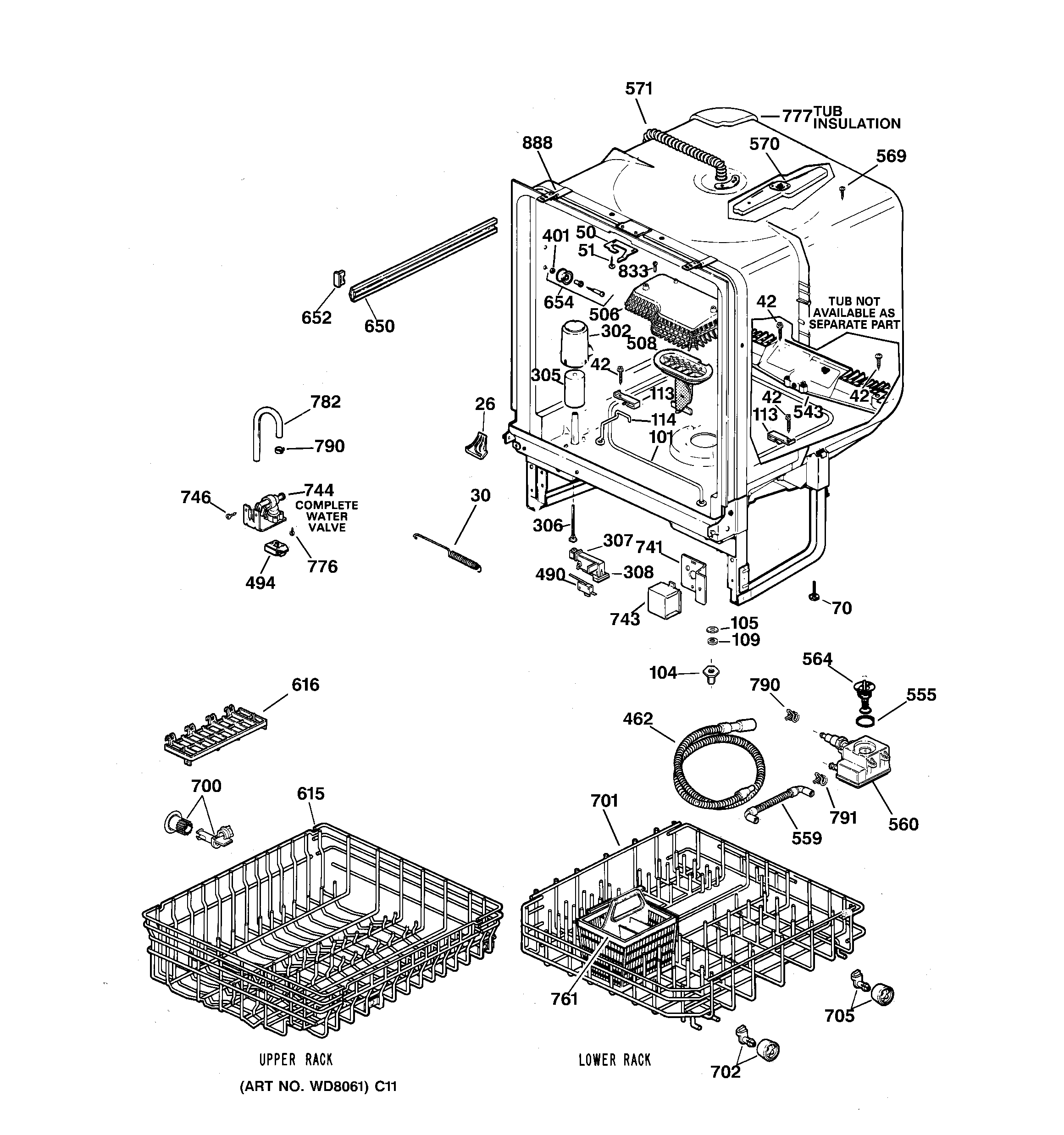 GE GHD3535F00WW body parts diagram