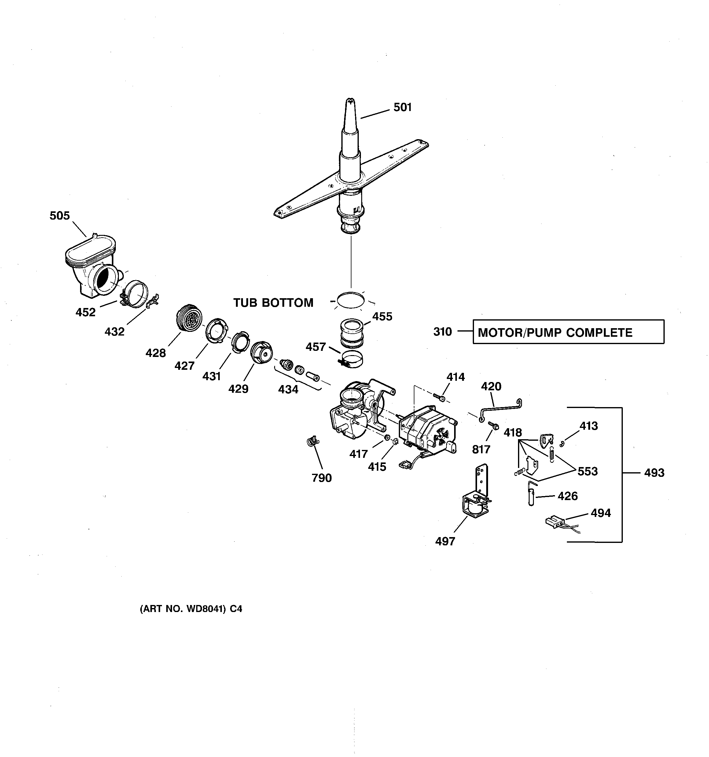 GE GHD3535F00WW motor-pump mechanism diagram