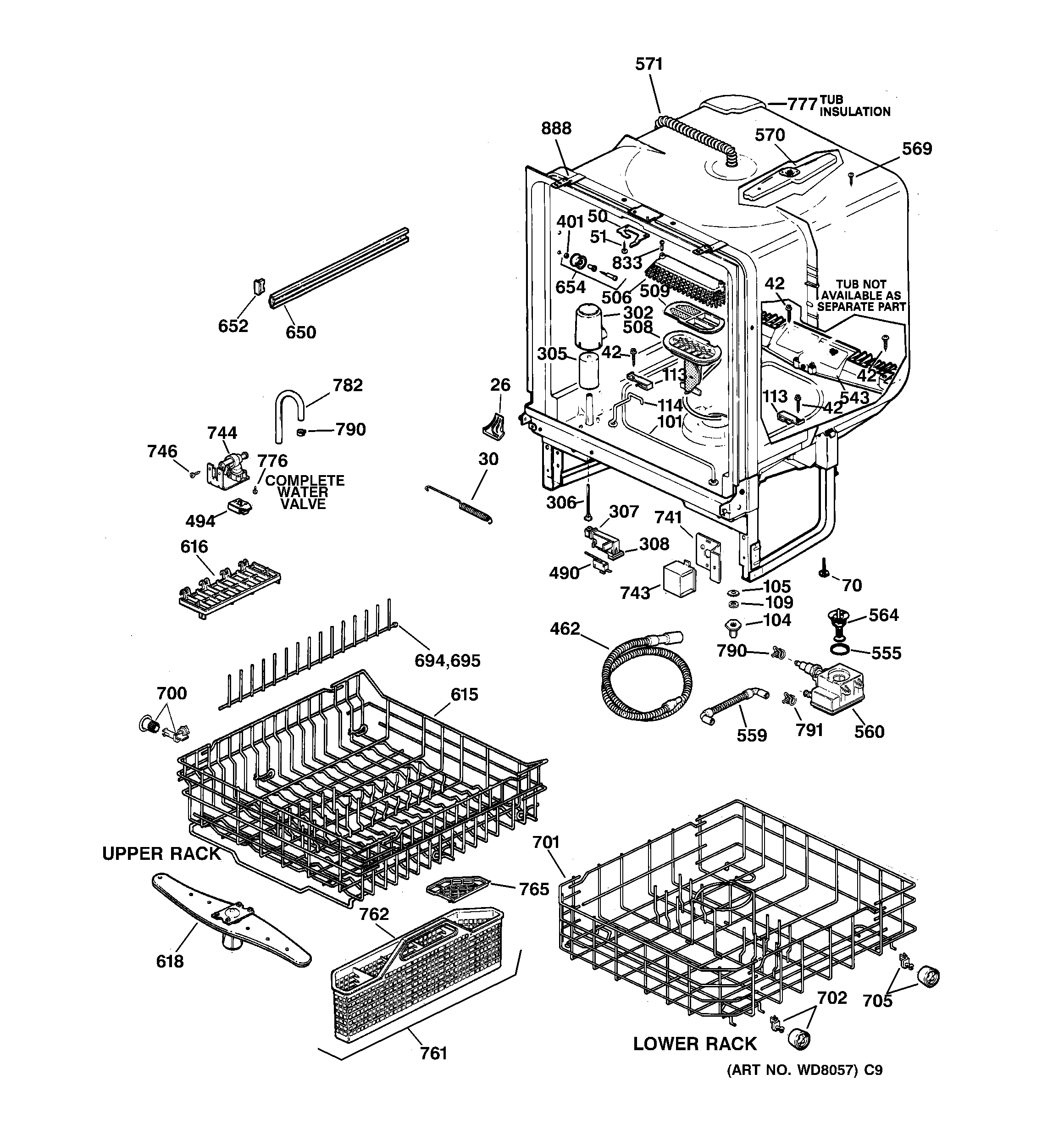 GE GHD5015F00AA body parts diagram