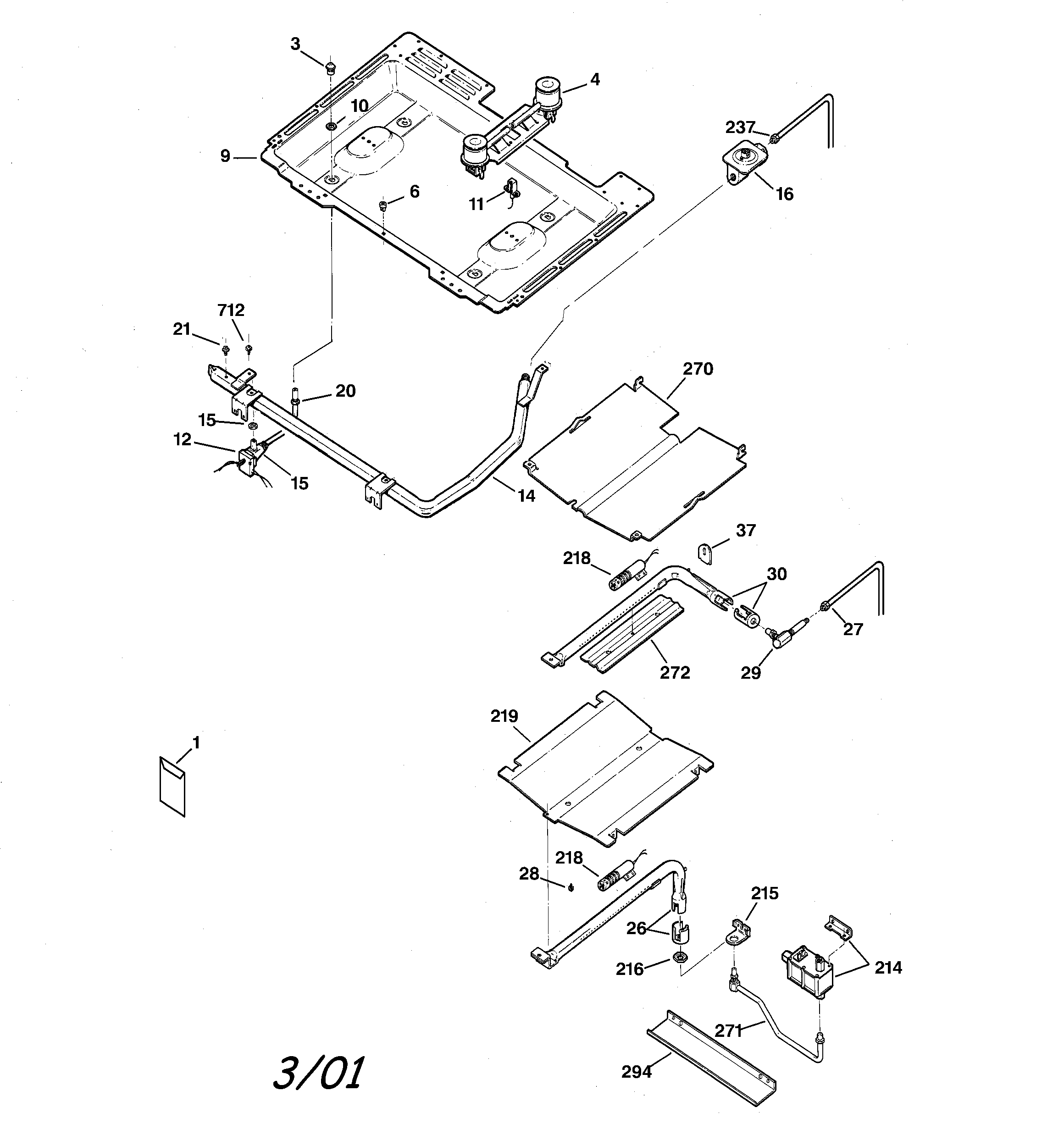 GE JGBP24BEA4AD gas & burner parts diagram