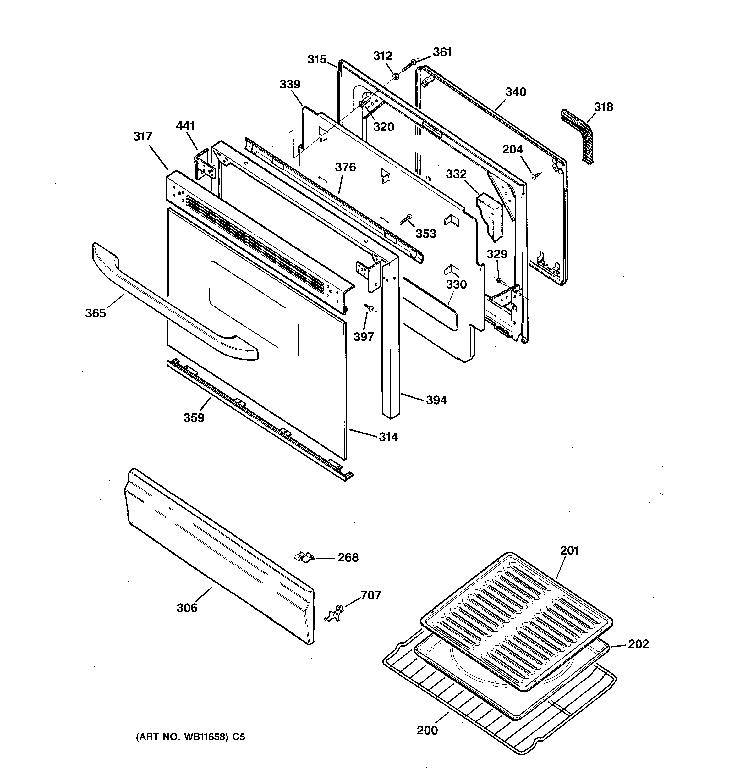 GE JGBP24BEA4AD door parts diagram