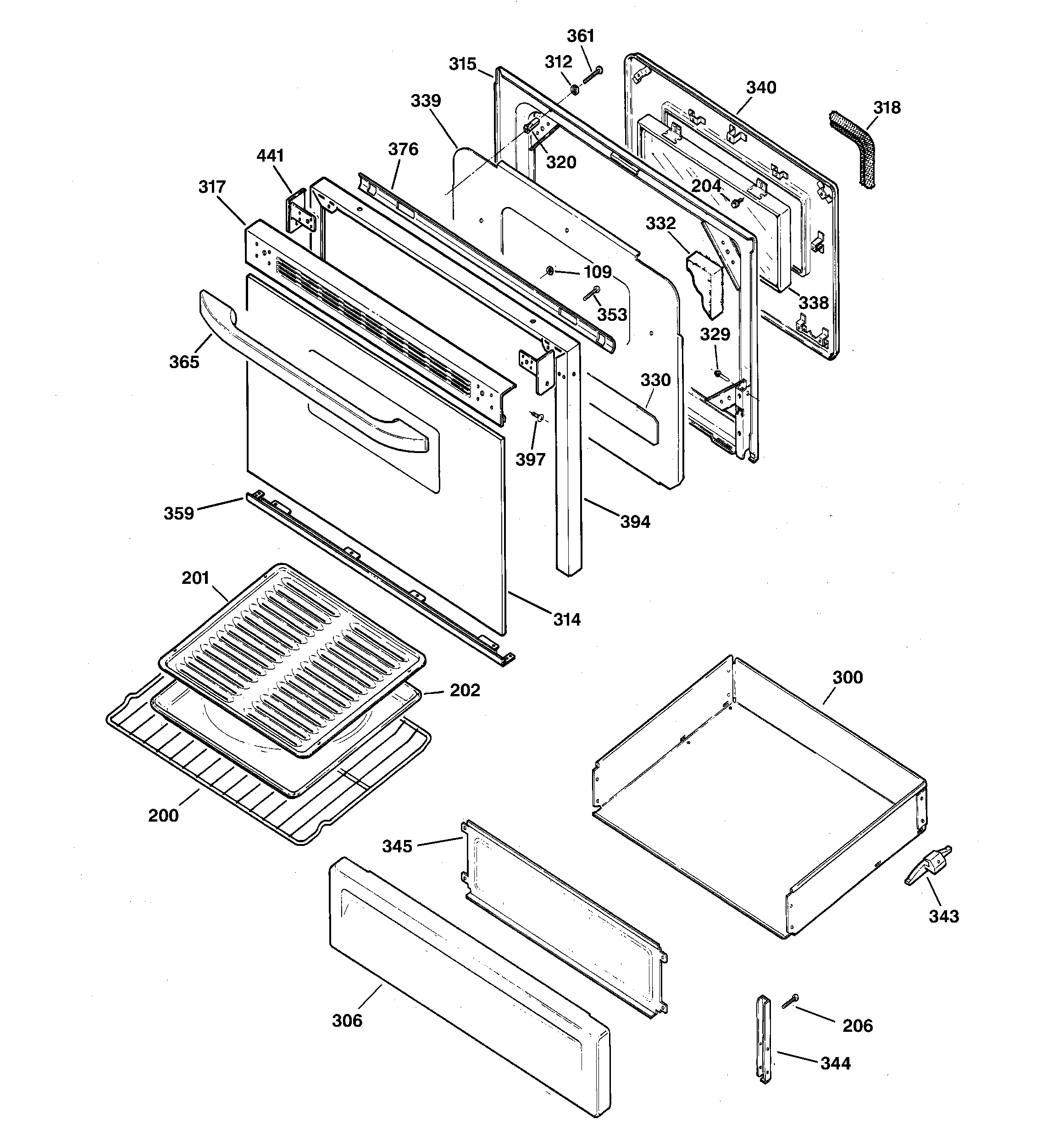 GE JGBP26BEA3WH door & drawer parts diagram