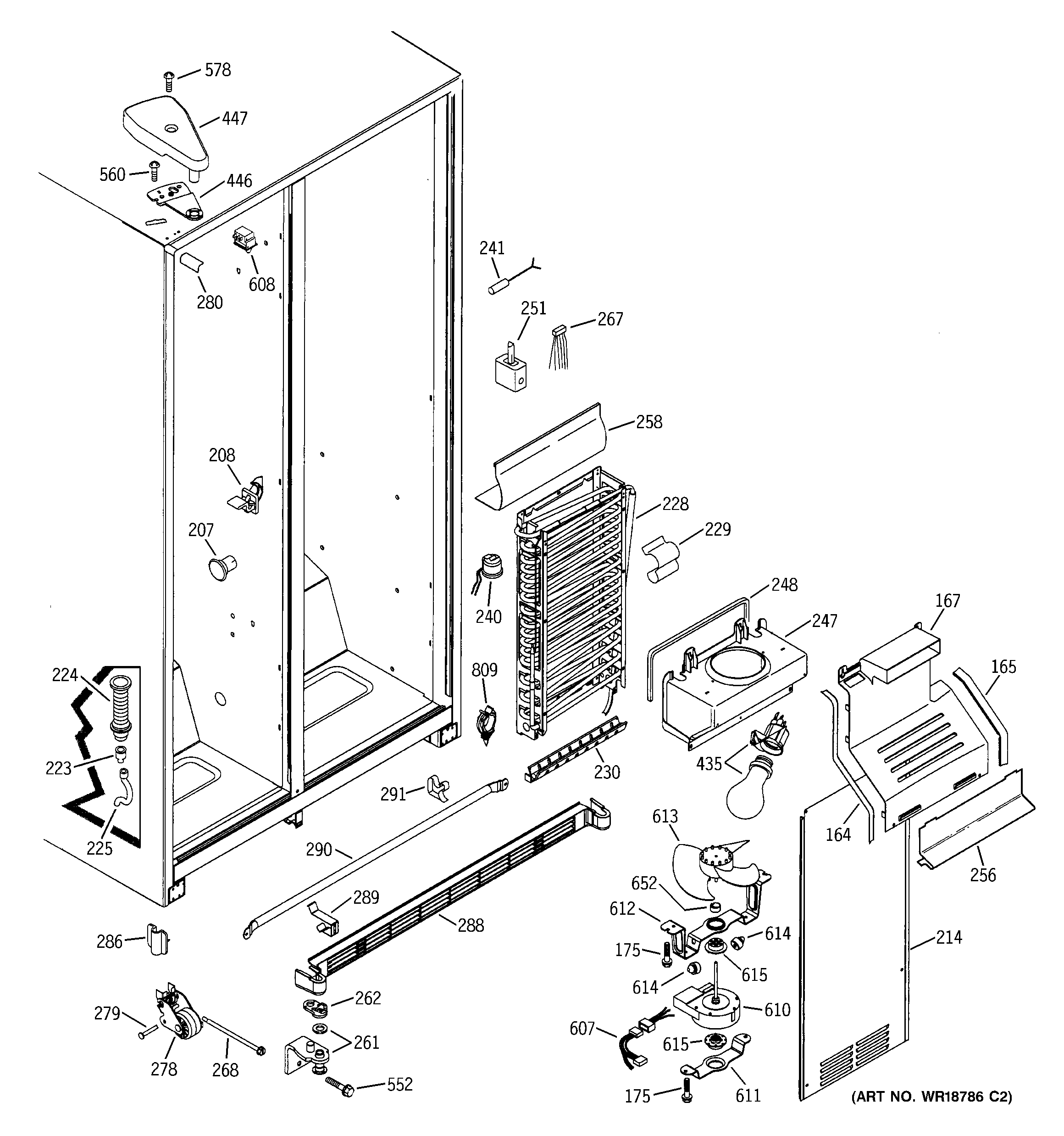 GE GSS22JEMAWW freezer section diagram