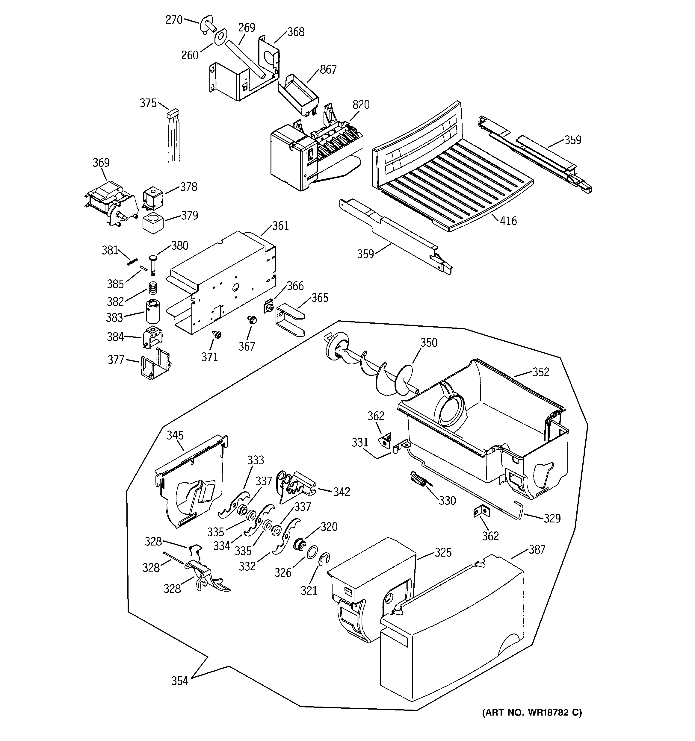 GE GSS22JEMAWW freezer section diagram