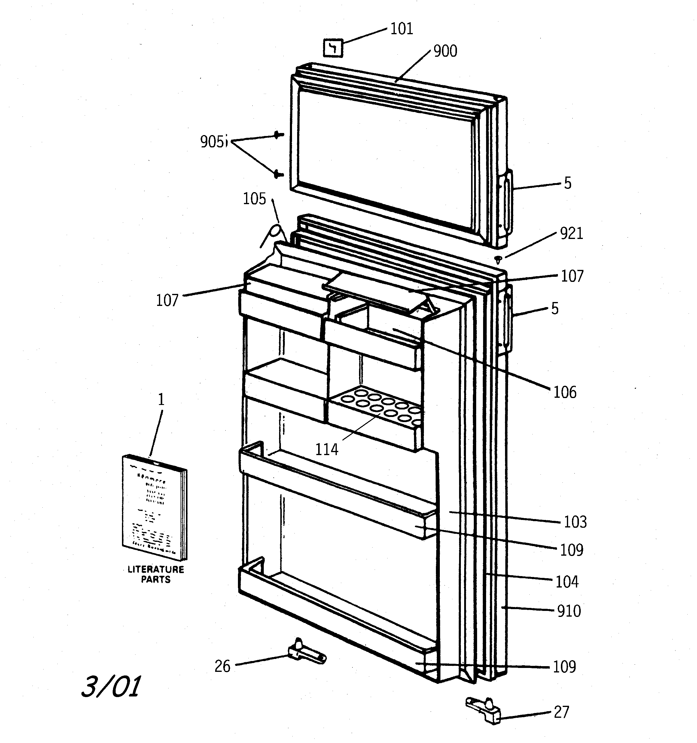 GE TDX9SNSCRWH doors diagram