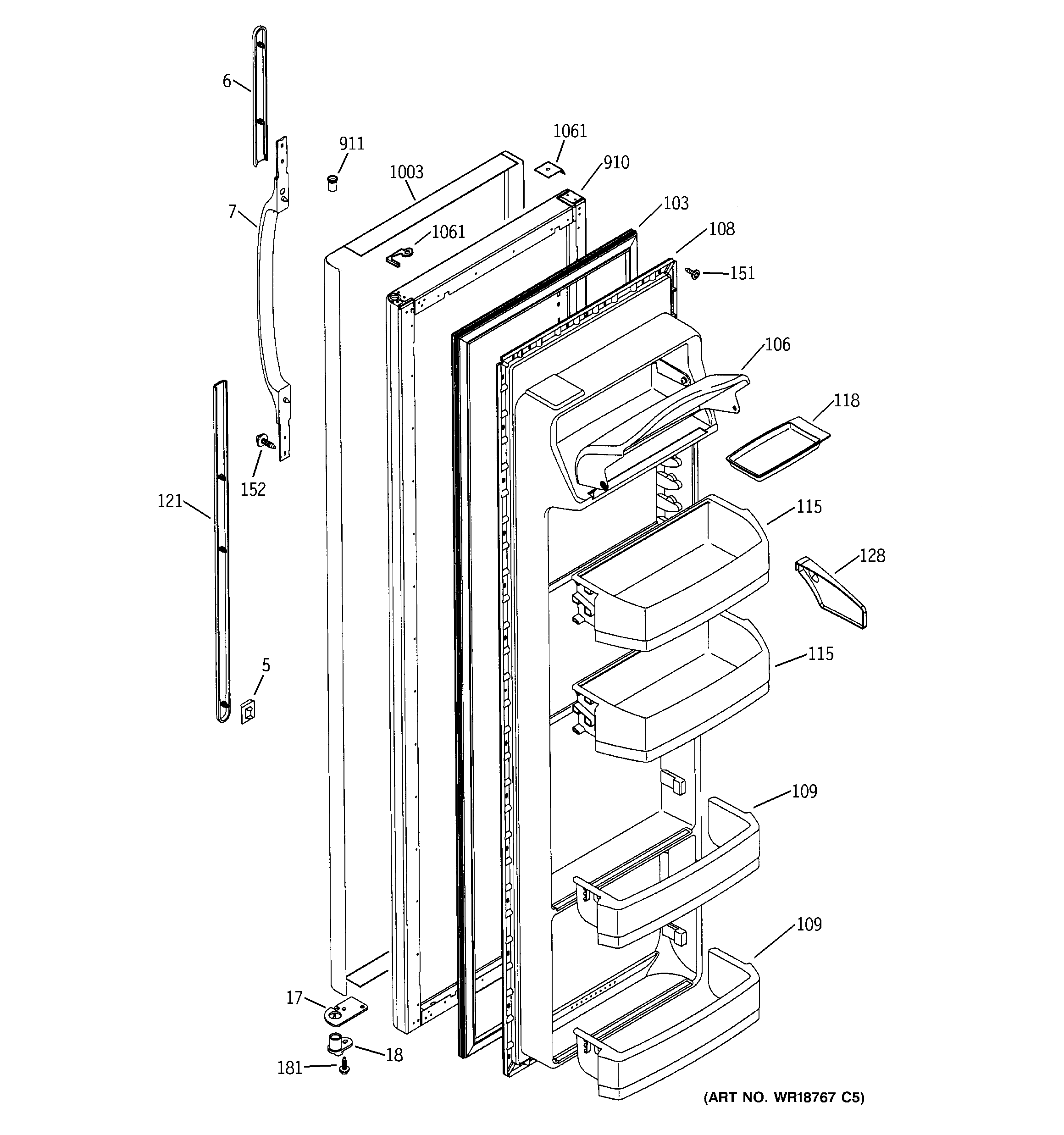 GE GSS25SGMABS fresh food door diagram
