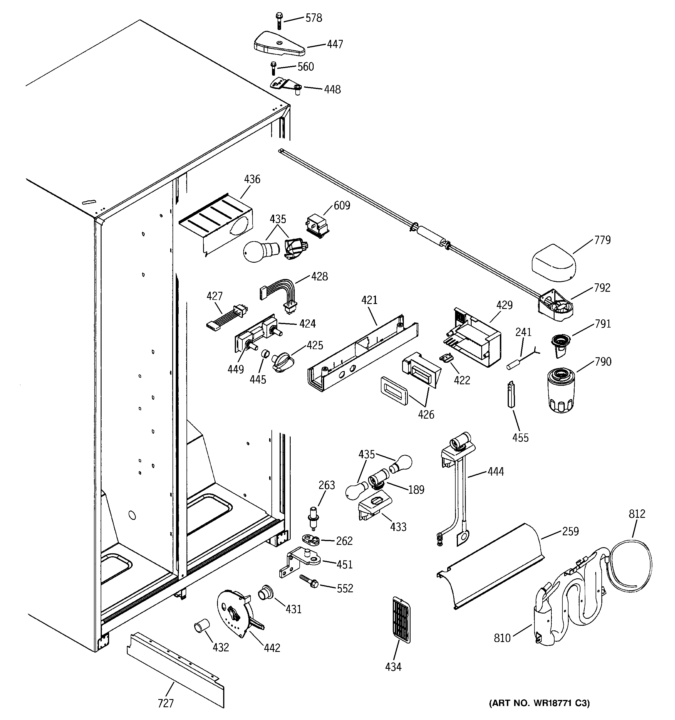 GE GSS25SGMABS fresh food section diagram
