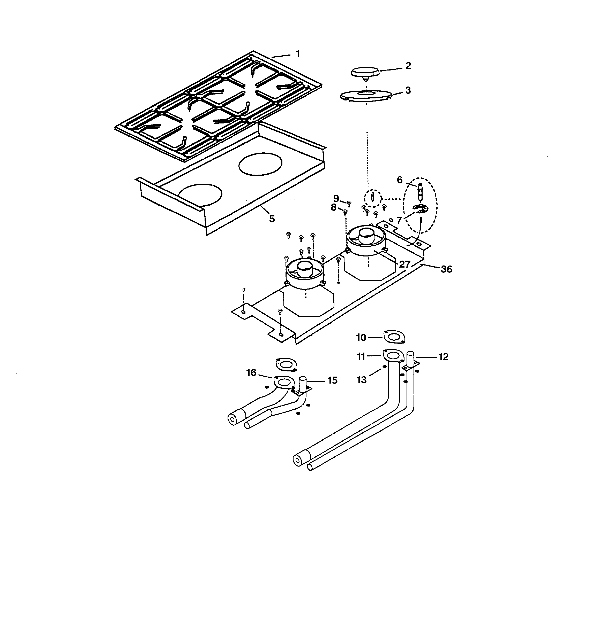 GE ZGU36N4RD1SS burner assembly diagram