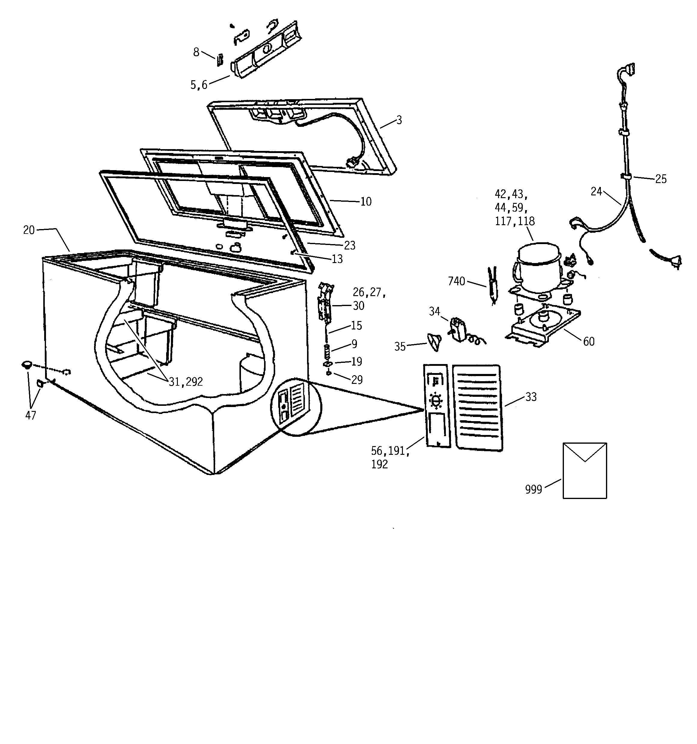 GE FCM7RAWH freezer diagram