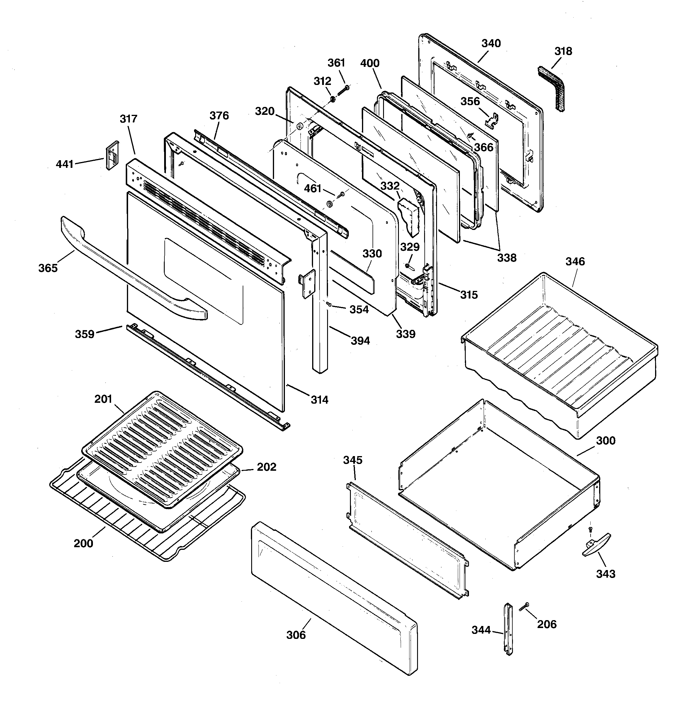 GE EGR3000ED0BB door & drawer parts diagram