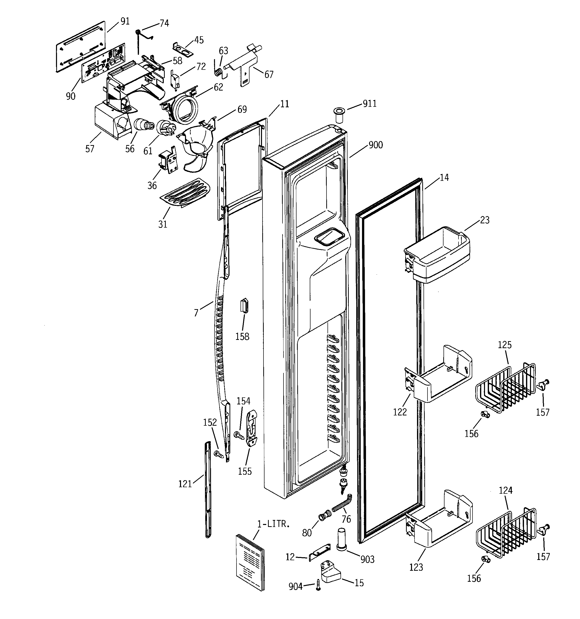 GE PSS25SGMABS freezer door diagram