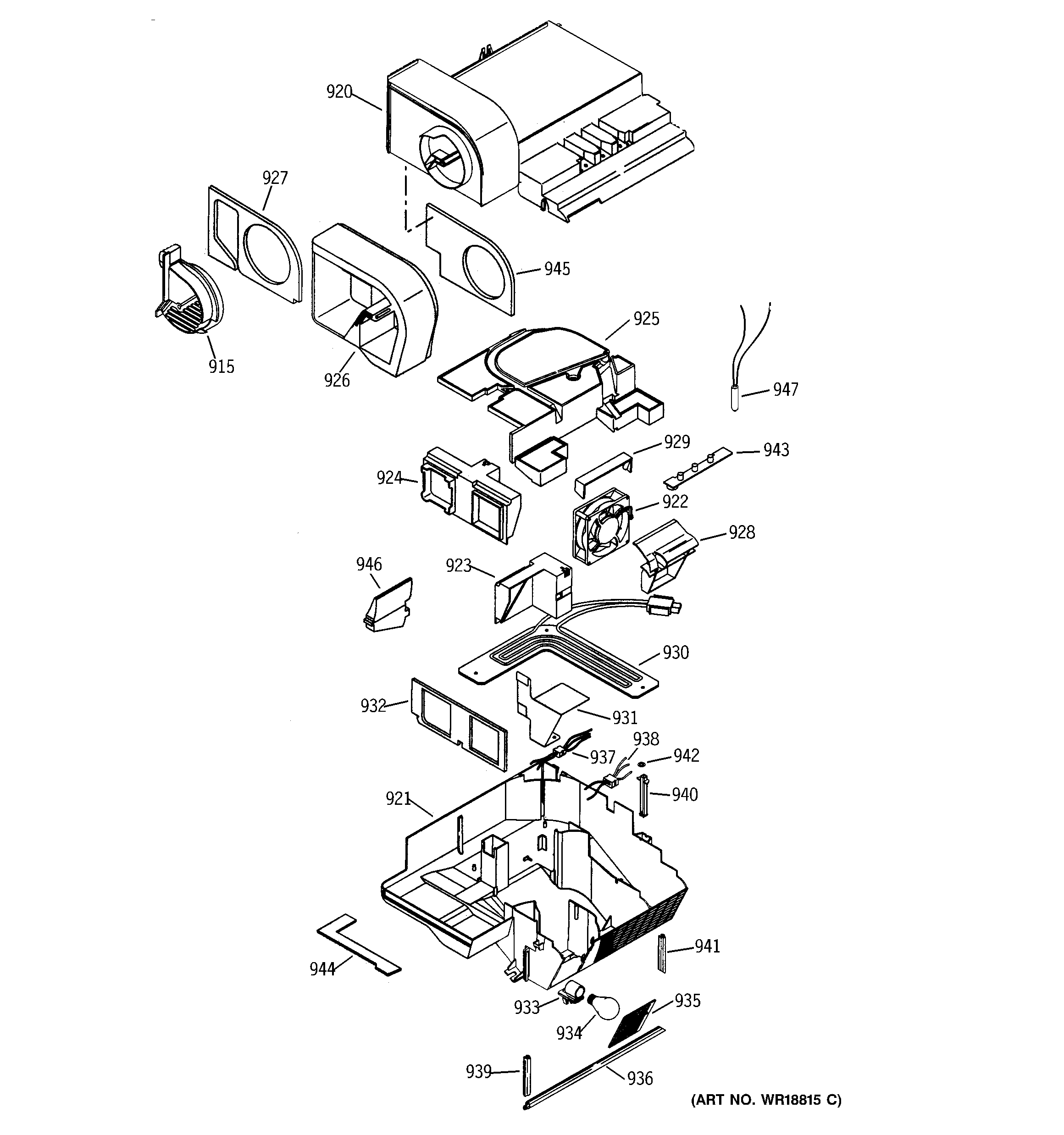 GE PSS25SGMABS fresh food section diagram