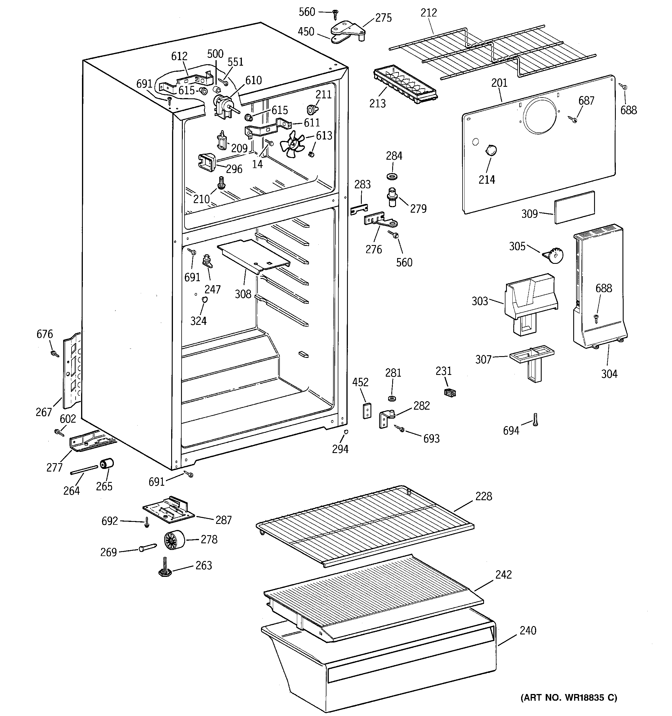 GE STS15ABMBRWW cabinet diagram