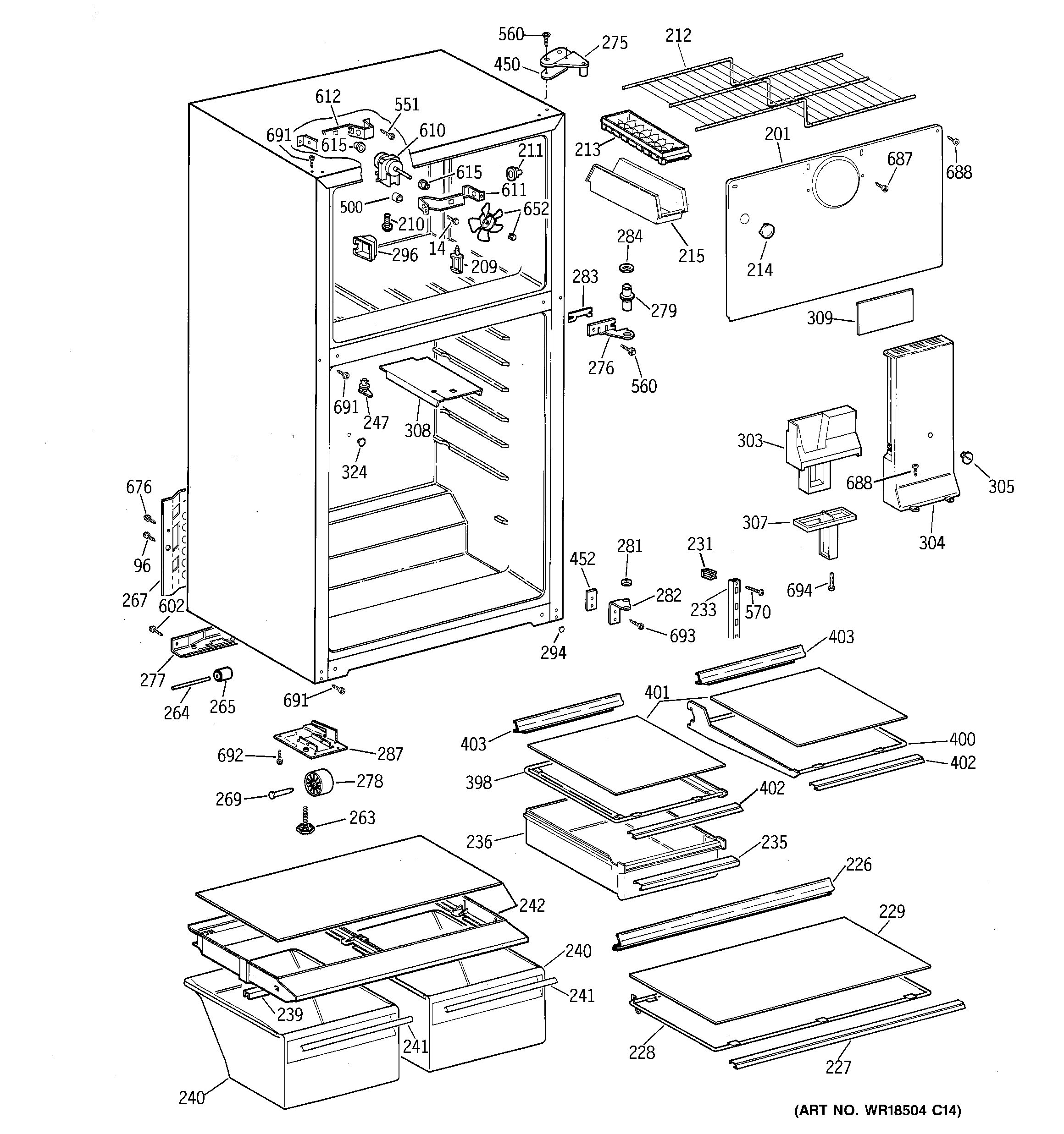 GE GTS18XBMBRCC cabinet diagram