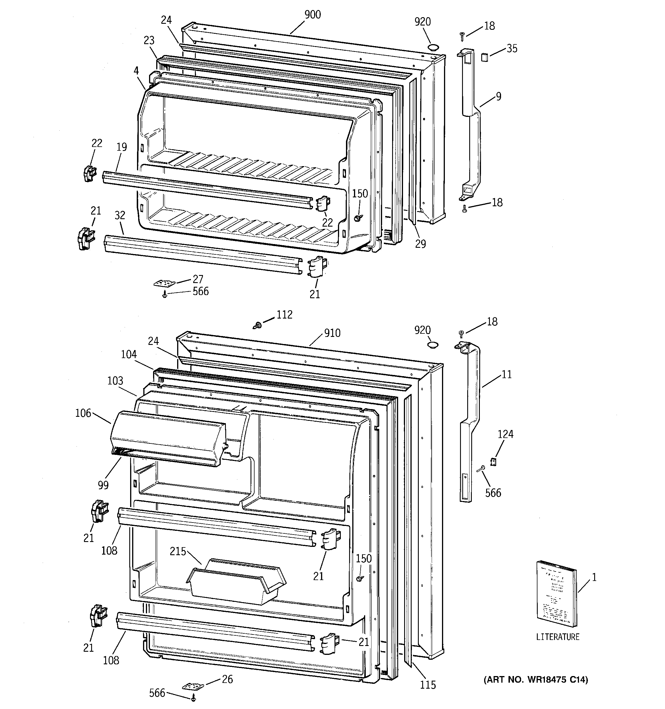 GE GTT15FBMBRWW doors diagram