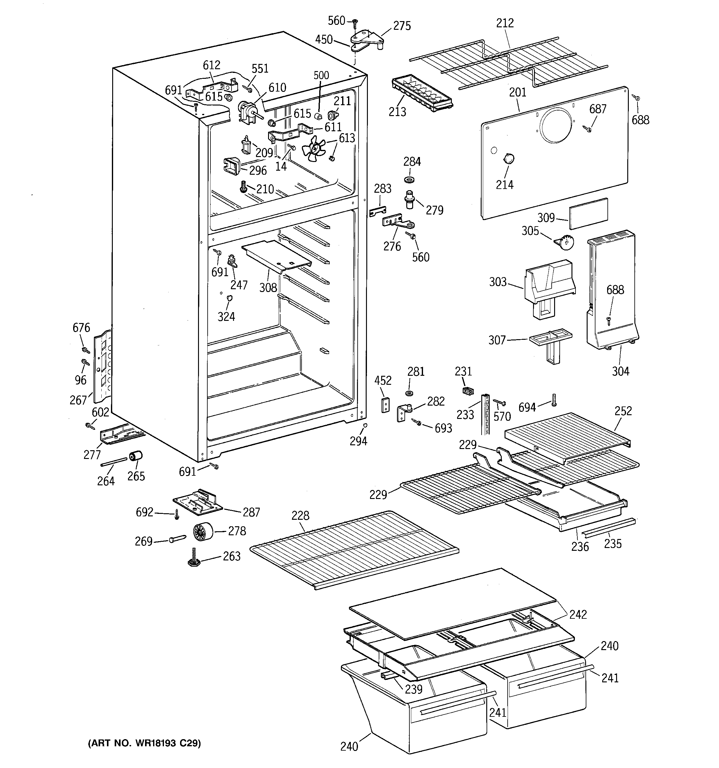 GE GTT15FBMBRWW cabinet diagram