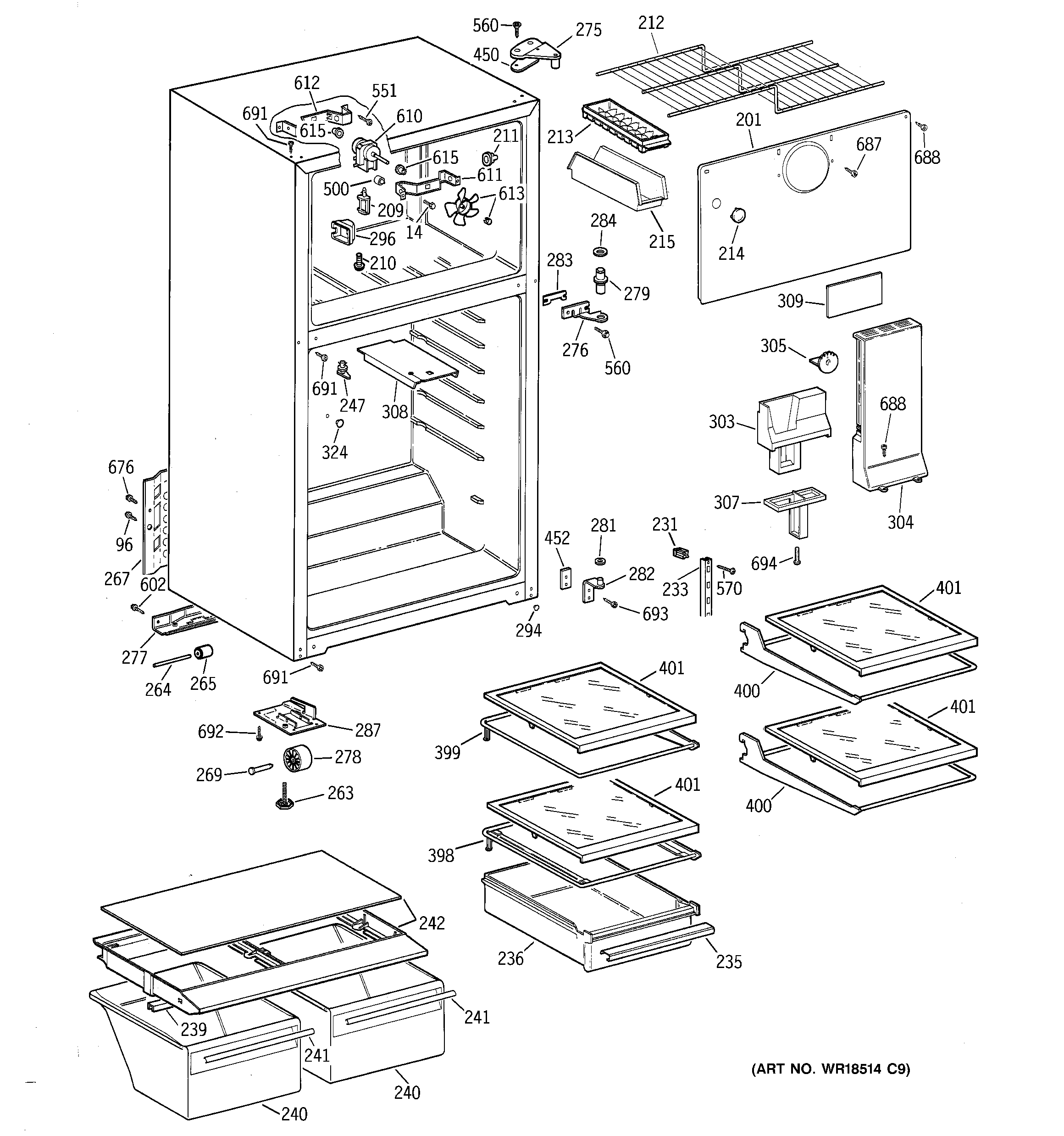 GE GTS16KBMBRCC cabinet diagram