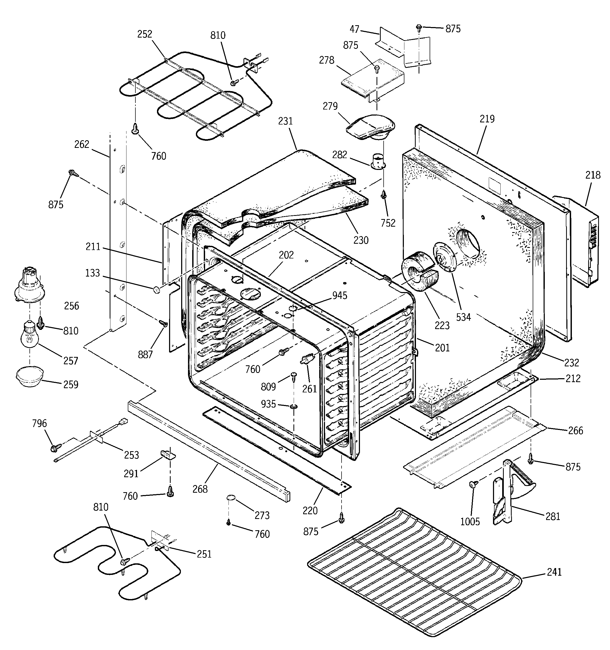 GE JTP47SC2SS lower body diagram