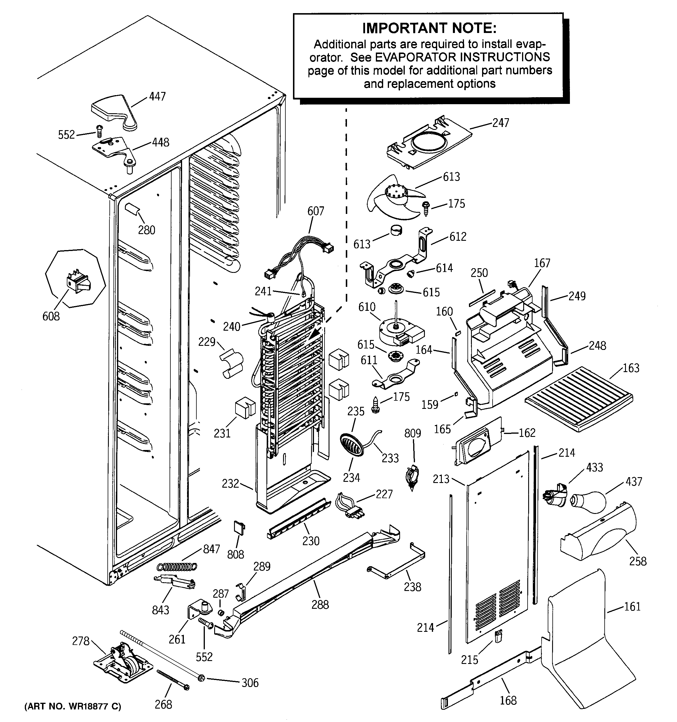 GE PSC23SHMABS freezer section diagram