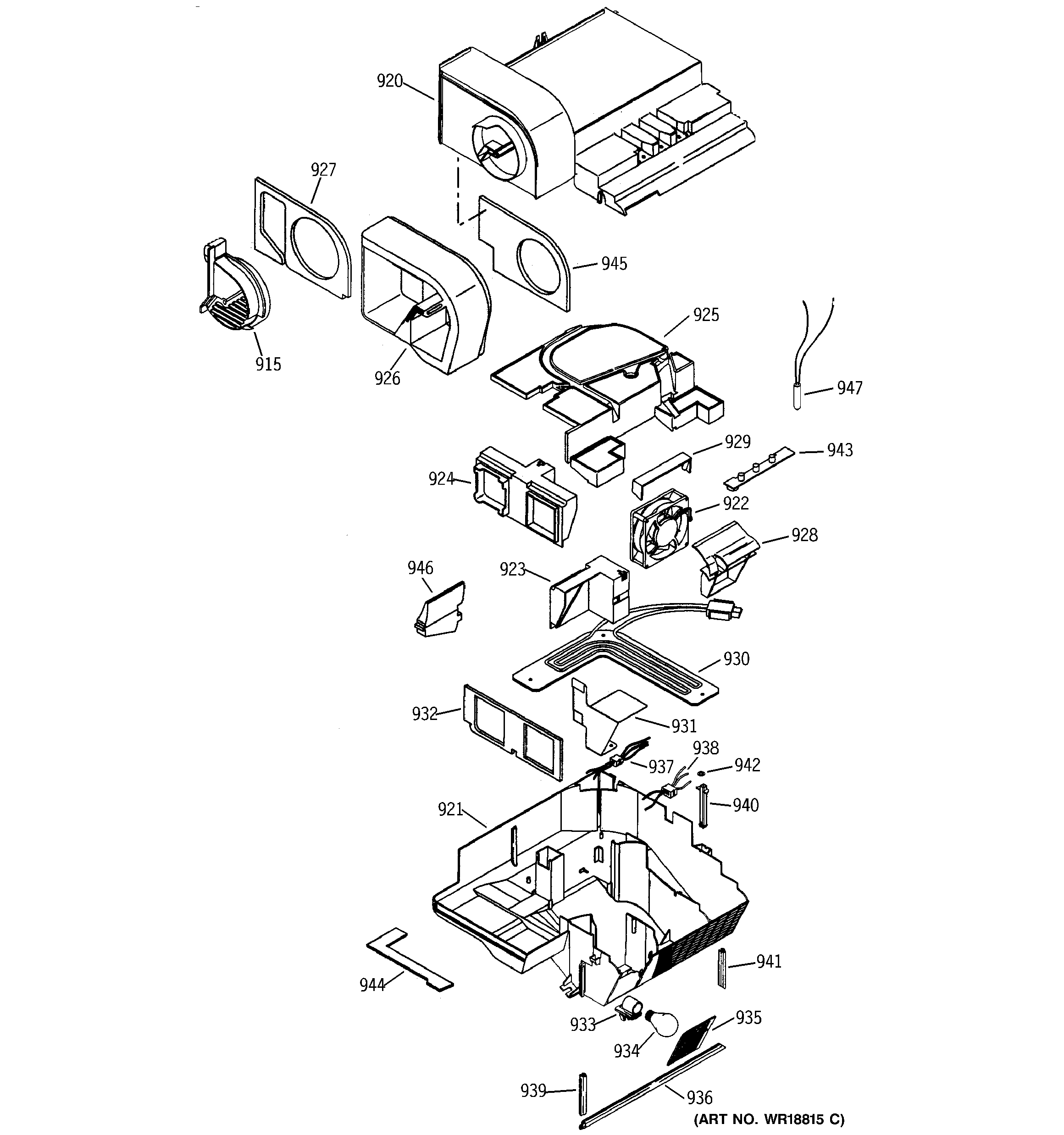 GE PSC23SHMABS fresh food section diagram