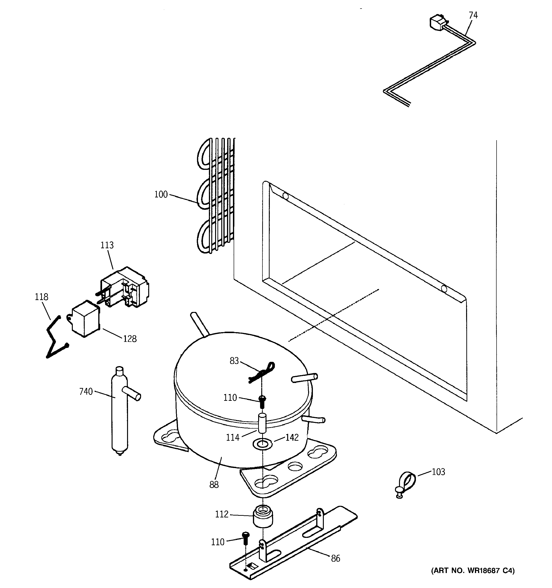 GE FCM25DMAWH unit parts diagram