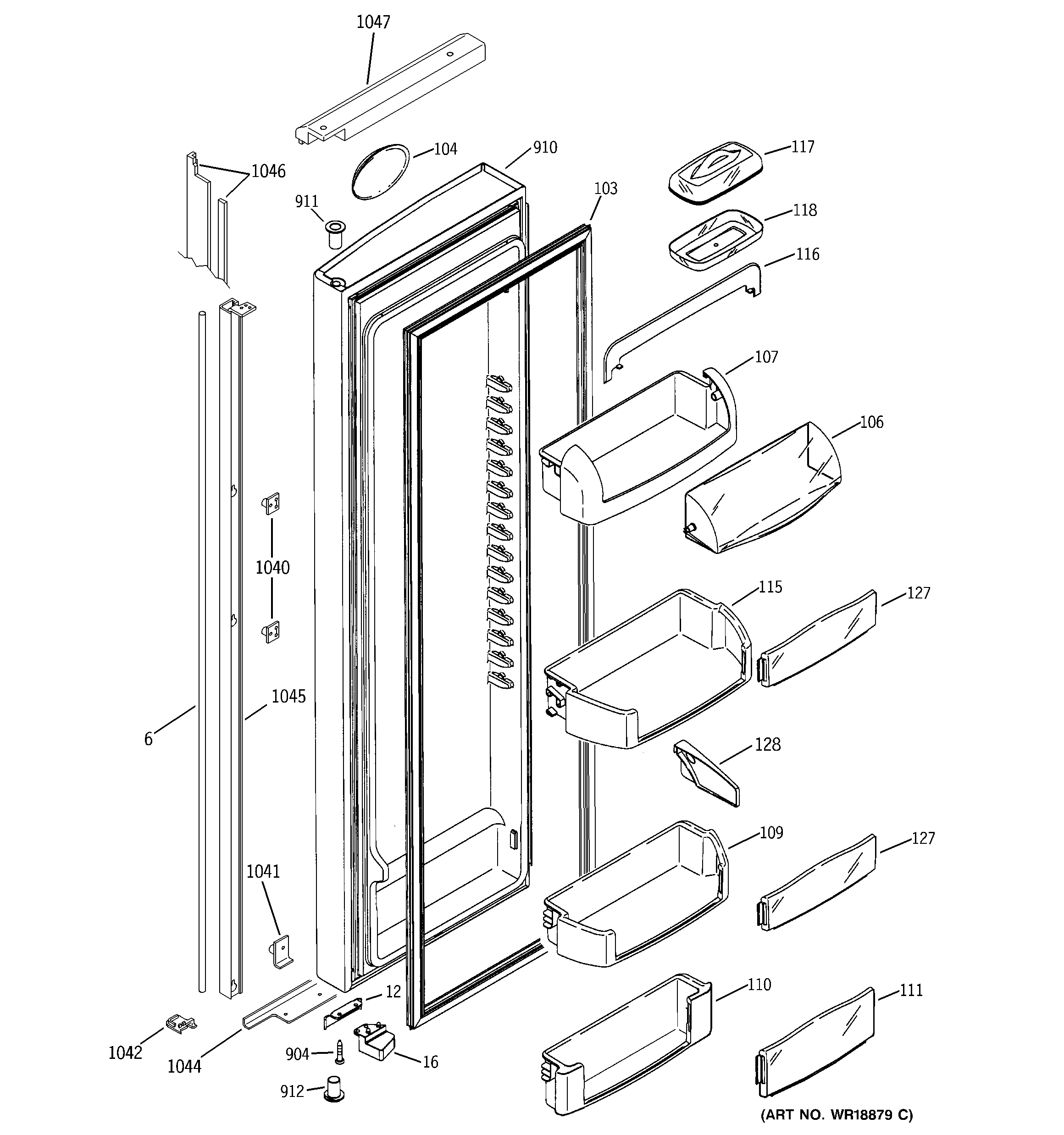 GE PSI23MGMAWW fresh food door diagram
