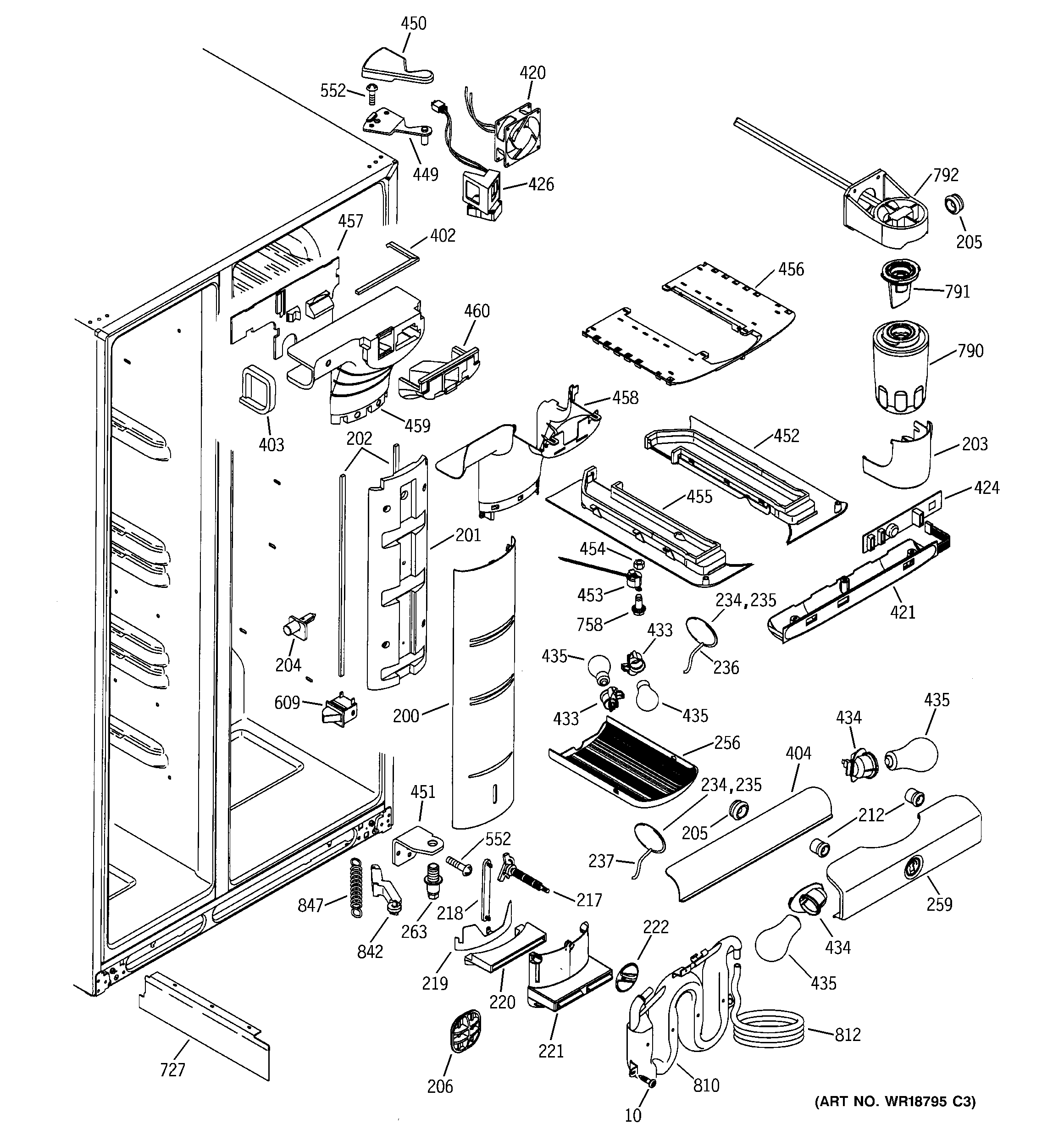 GE PSI23MGMAWW fresh food section diagram