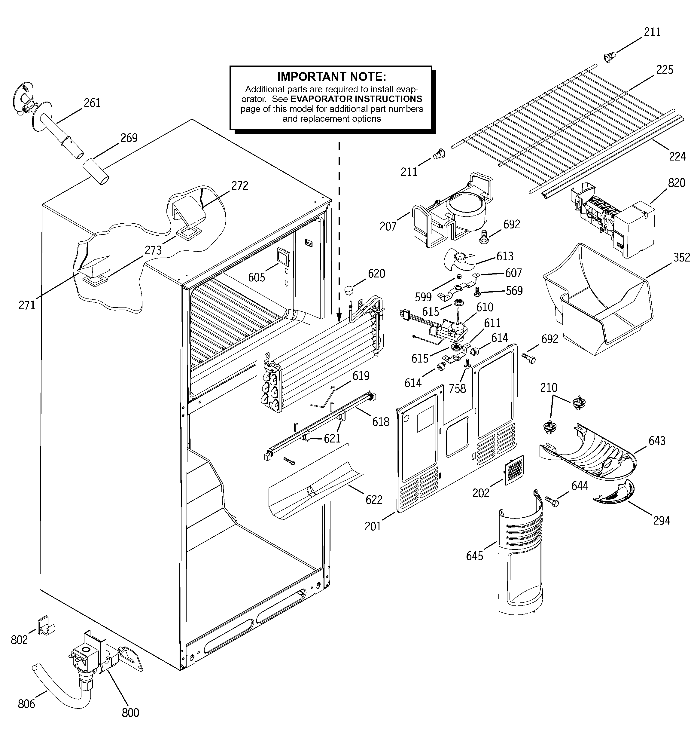 GE GTS18DCMARWW freezer section diagram