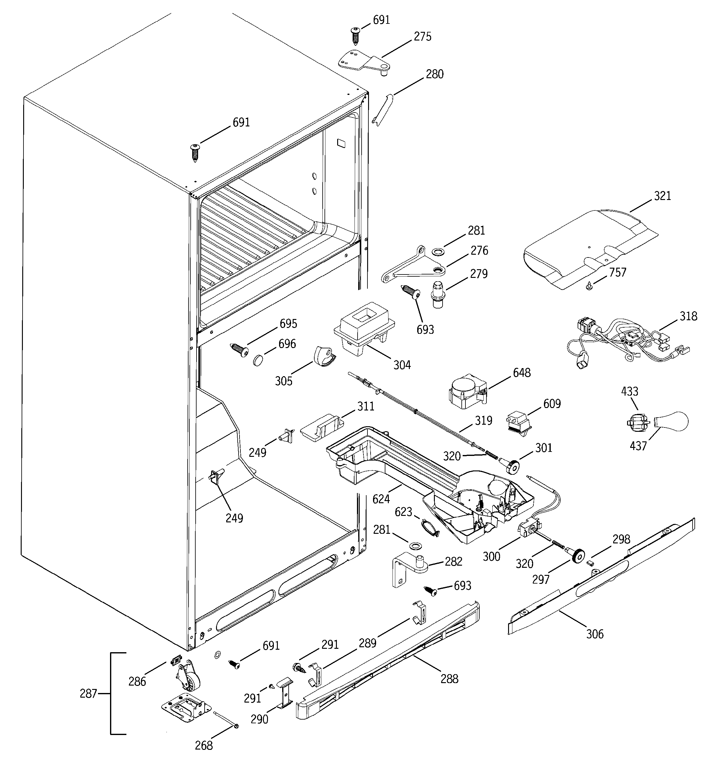 GE GTS18DCMARWW fresh food section diagram